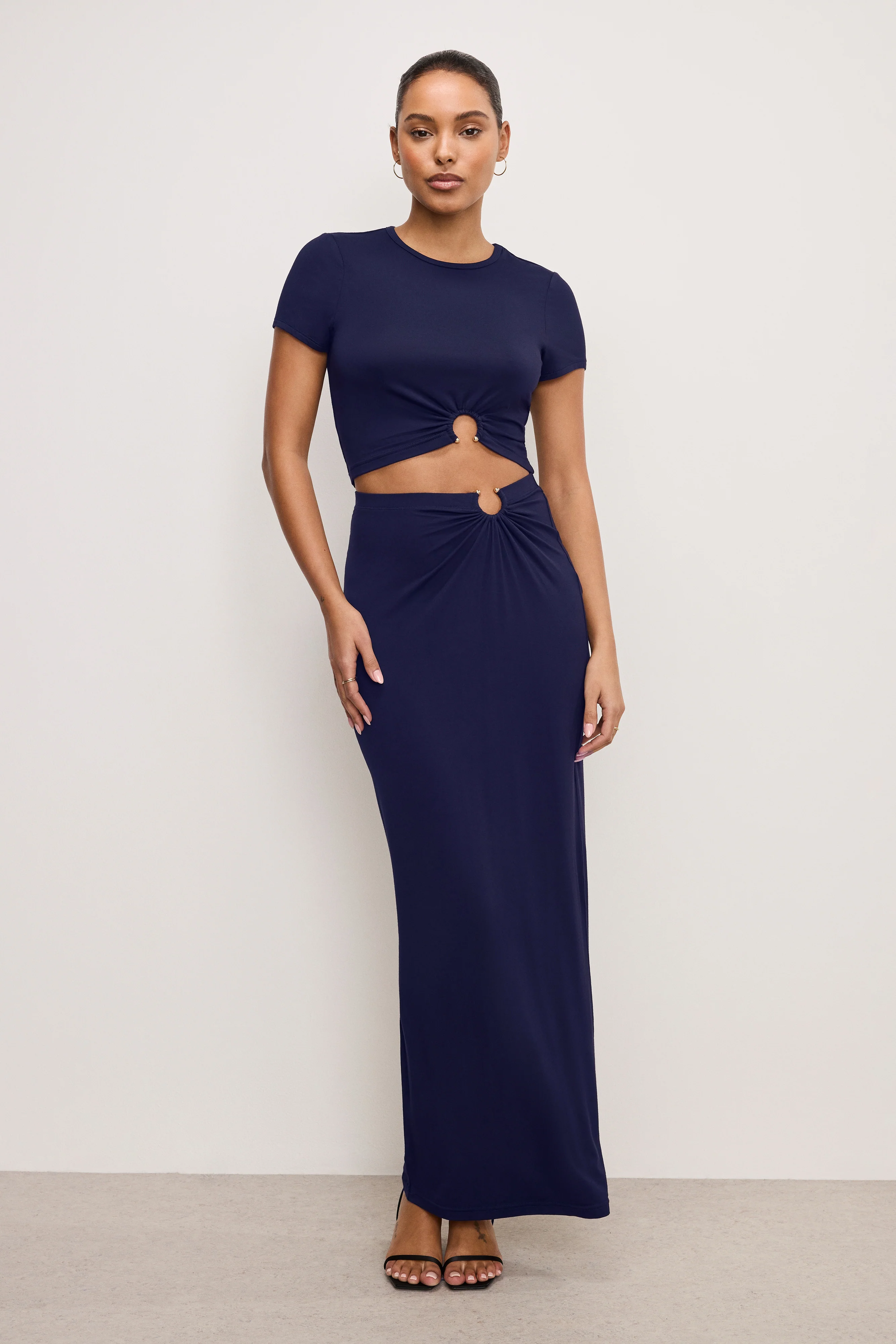 STRETCH JERSEY MAXI SKIRT | HORIZON INK