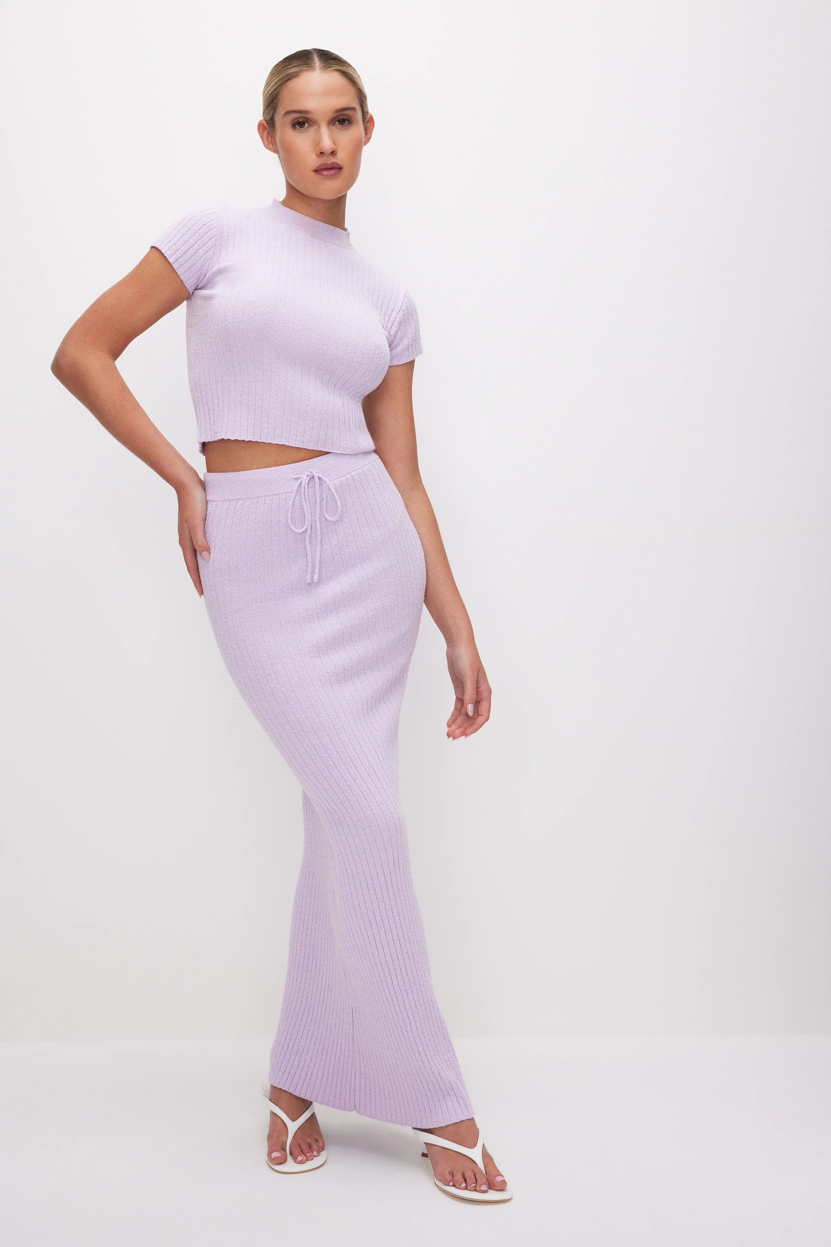 RIBBED TERRY TEE | LAVENDER001