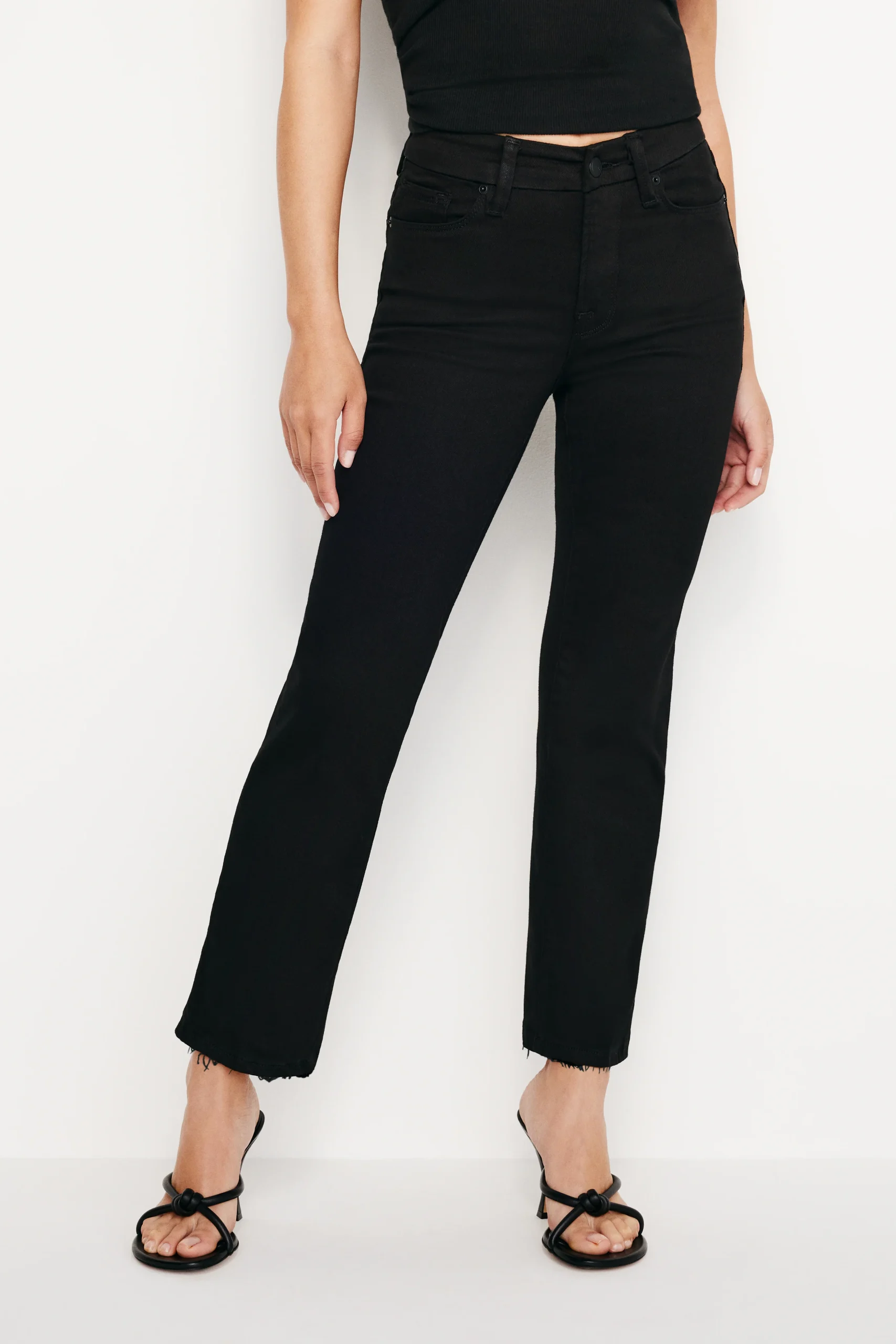 NEVER FADE GOOD PETITE STRAIGHT RAW HEM JEANS | BLACK - Image 2