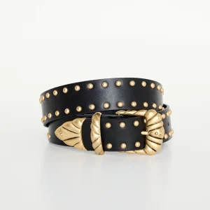 WIDE STUDDED WESTERN BELT | BLACK001