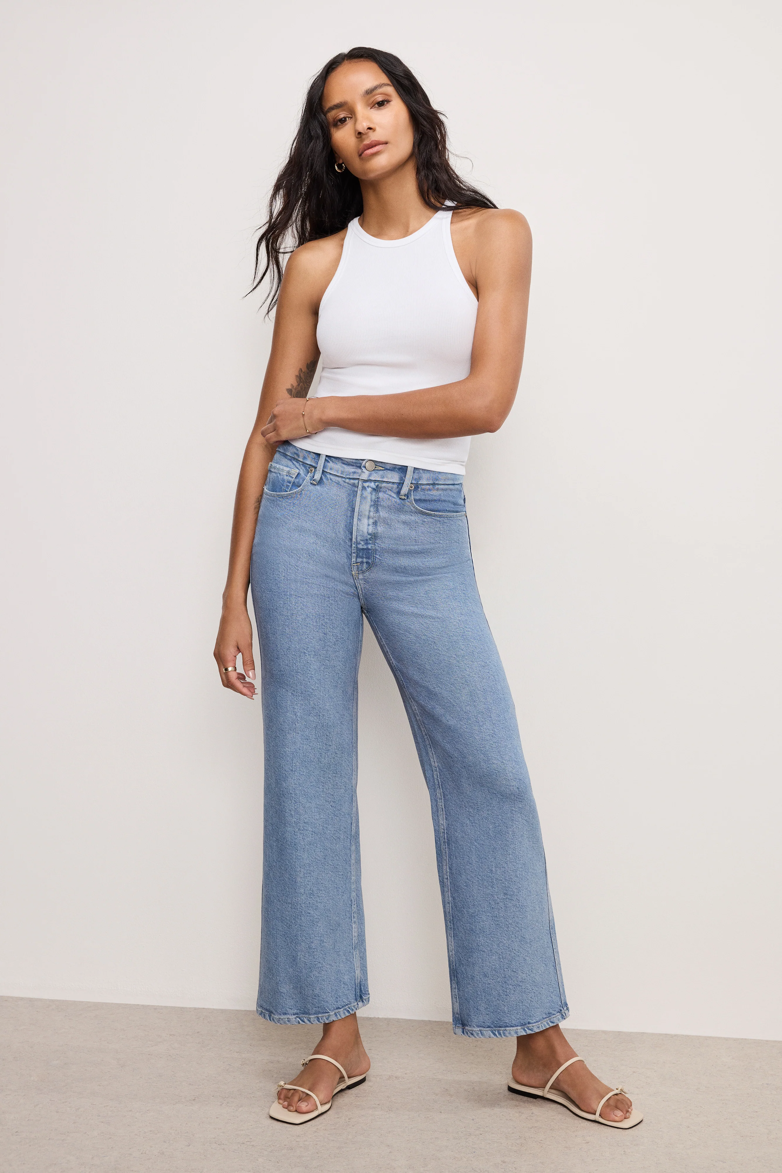 SOFT TECH GOOD SKATE WIDE CROPPED JEANS | INDIGO860