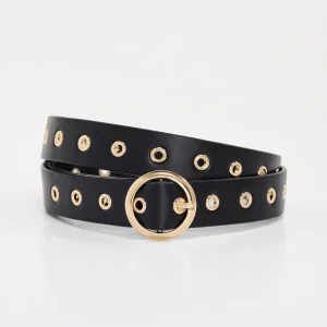 SKINNY EYELET BELT | BLACK001