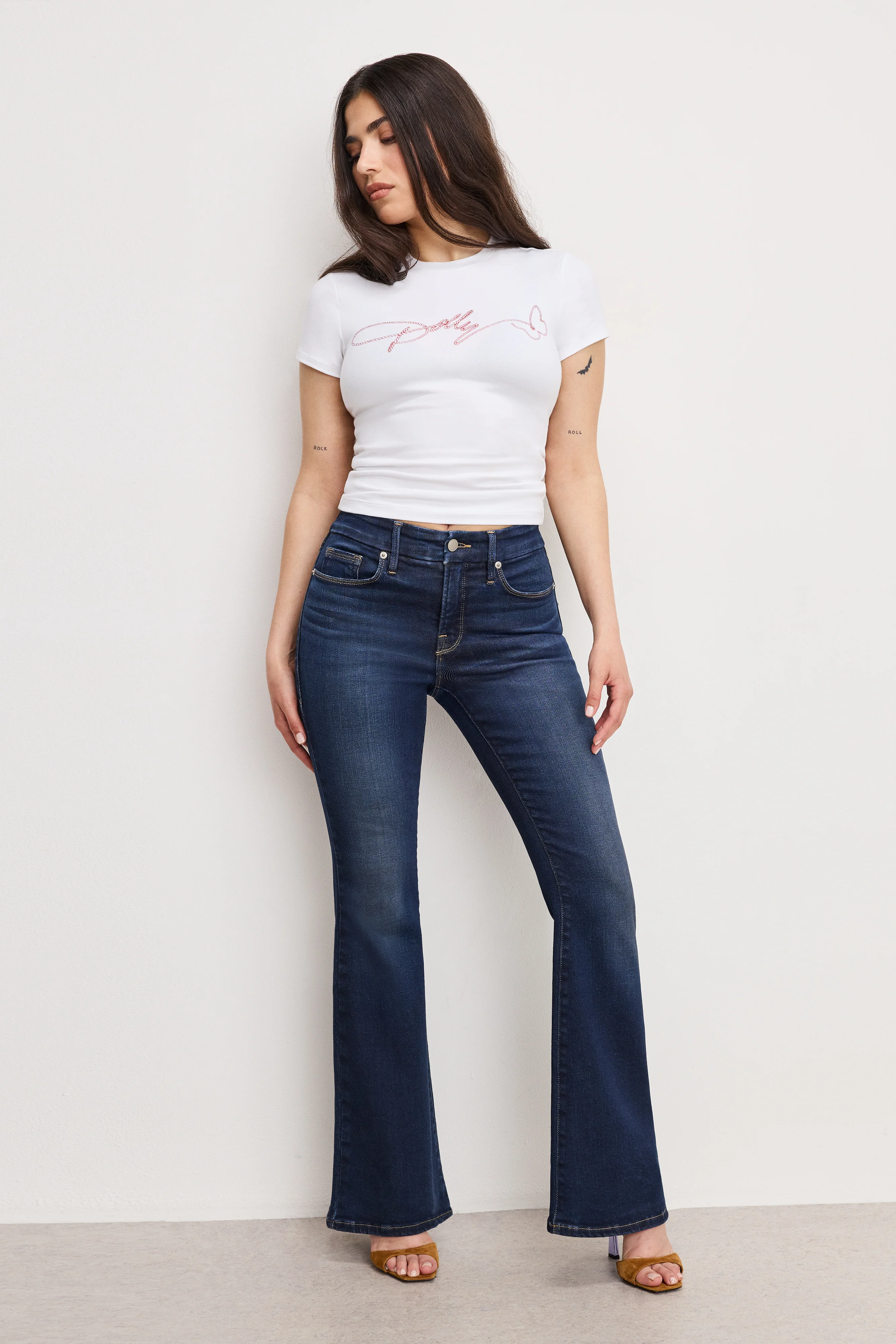 DOLLY JOLEANS PETITE FLARE JEANS | INDIGO1020