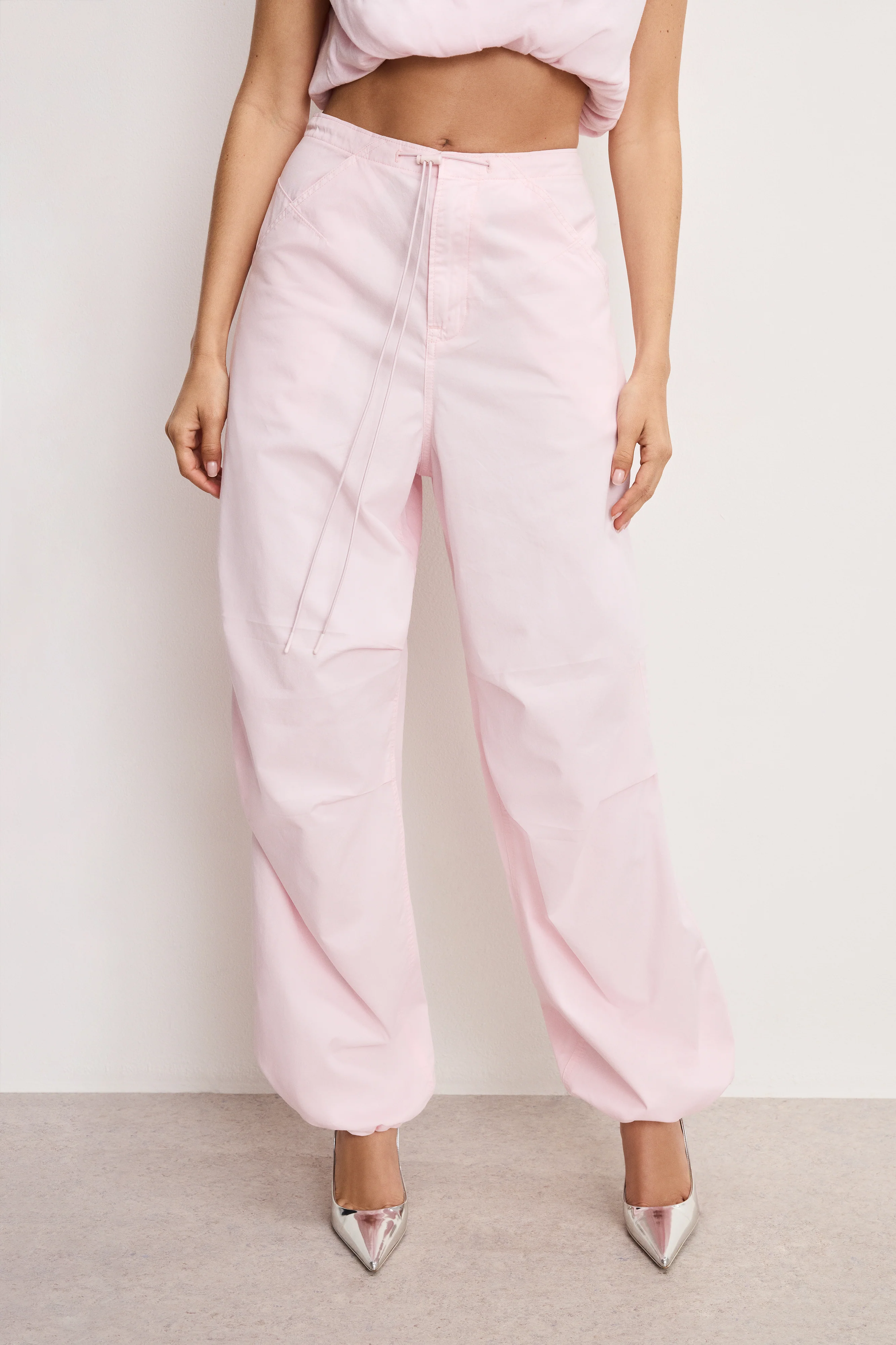TWILL PARACHUTE PANTS | BUBBLEGUM005