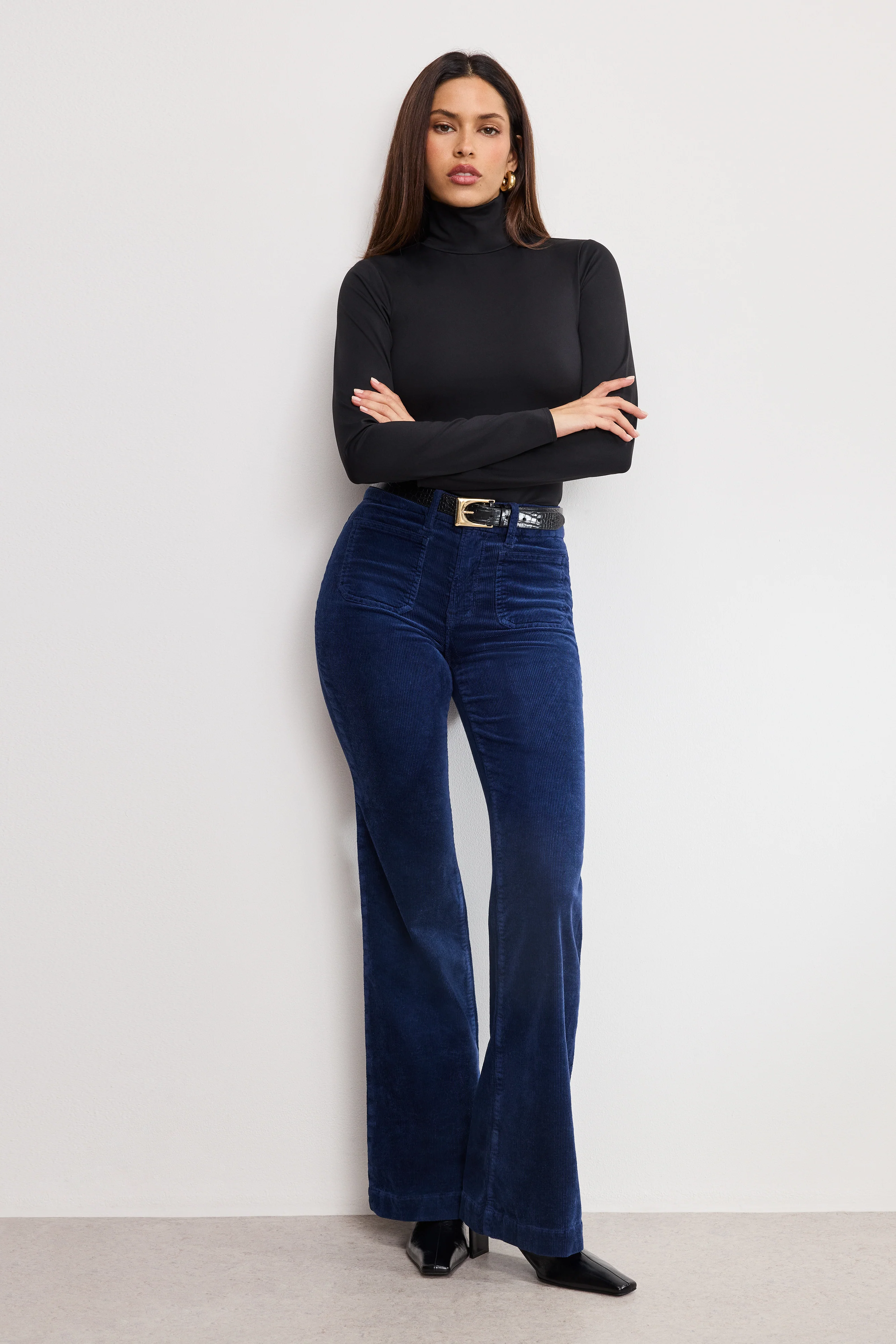 GOOD LEGS FLARE CORDUROY PANTS | MIDNIGHT002