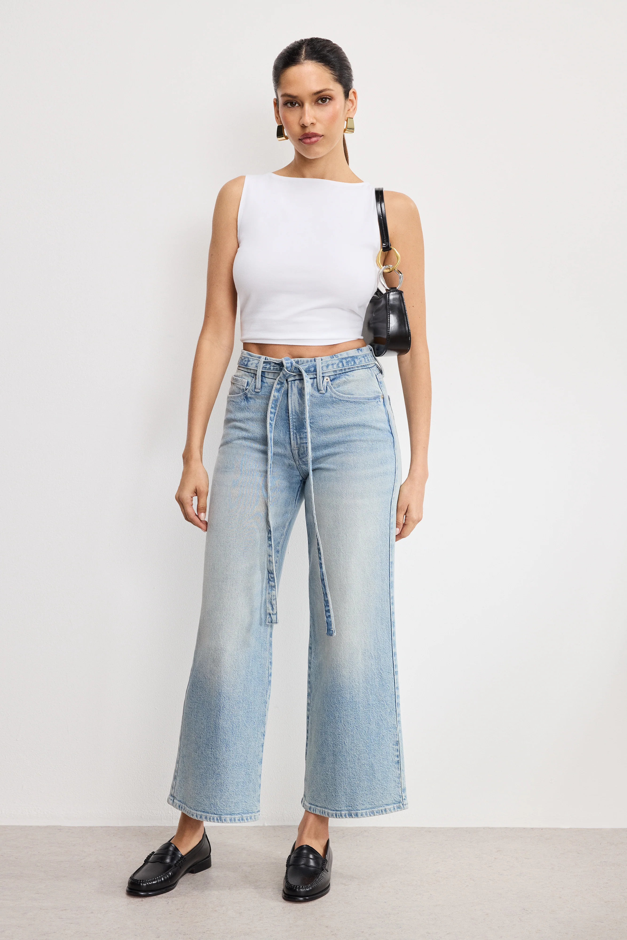 GOOD WAIST PALAZZO CROPPED JEANS | INDIGO999