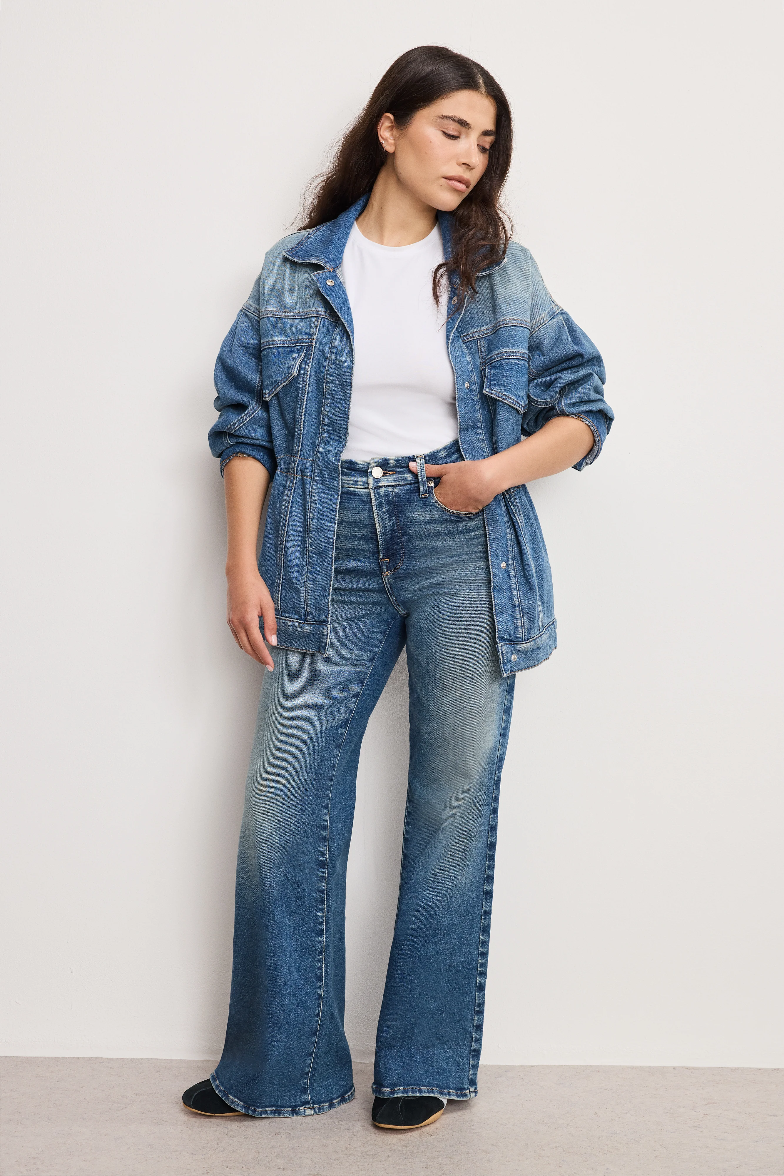 SOFT TECH GOOD PETITE PALAZZO JEANS | INDIGO986