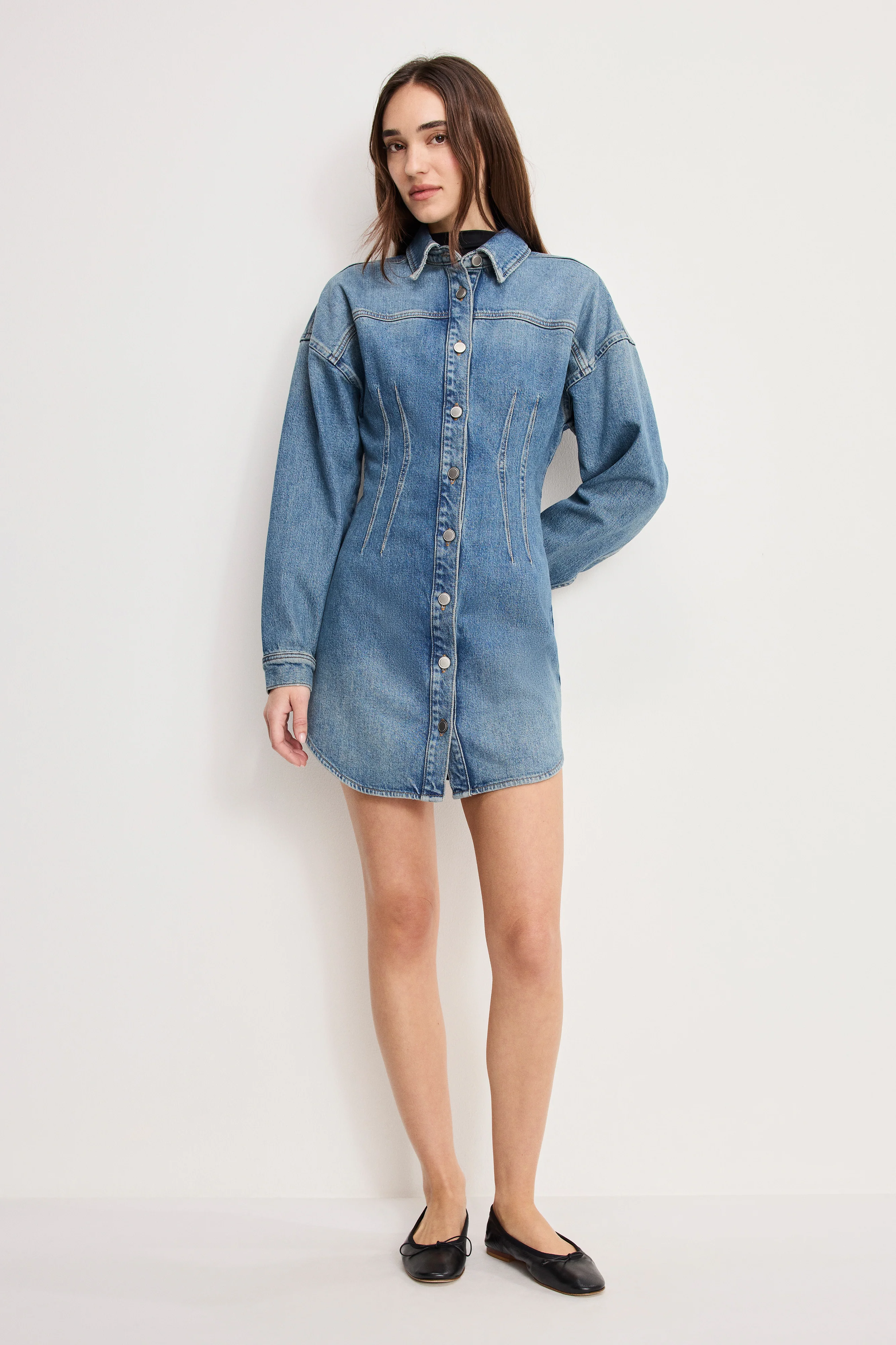 SHAPED DENIM DRESS | INDIGO1100