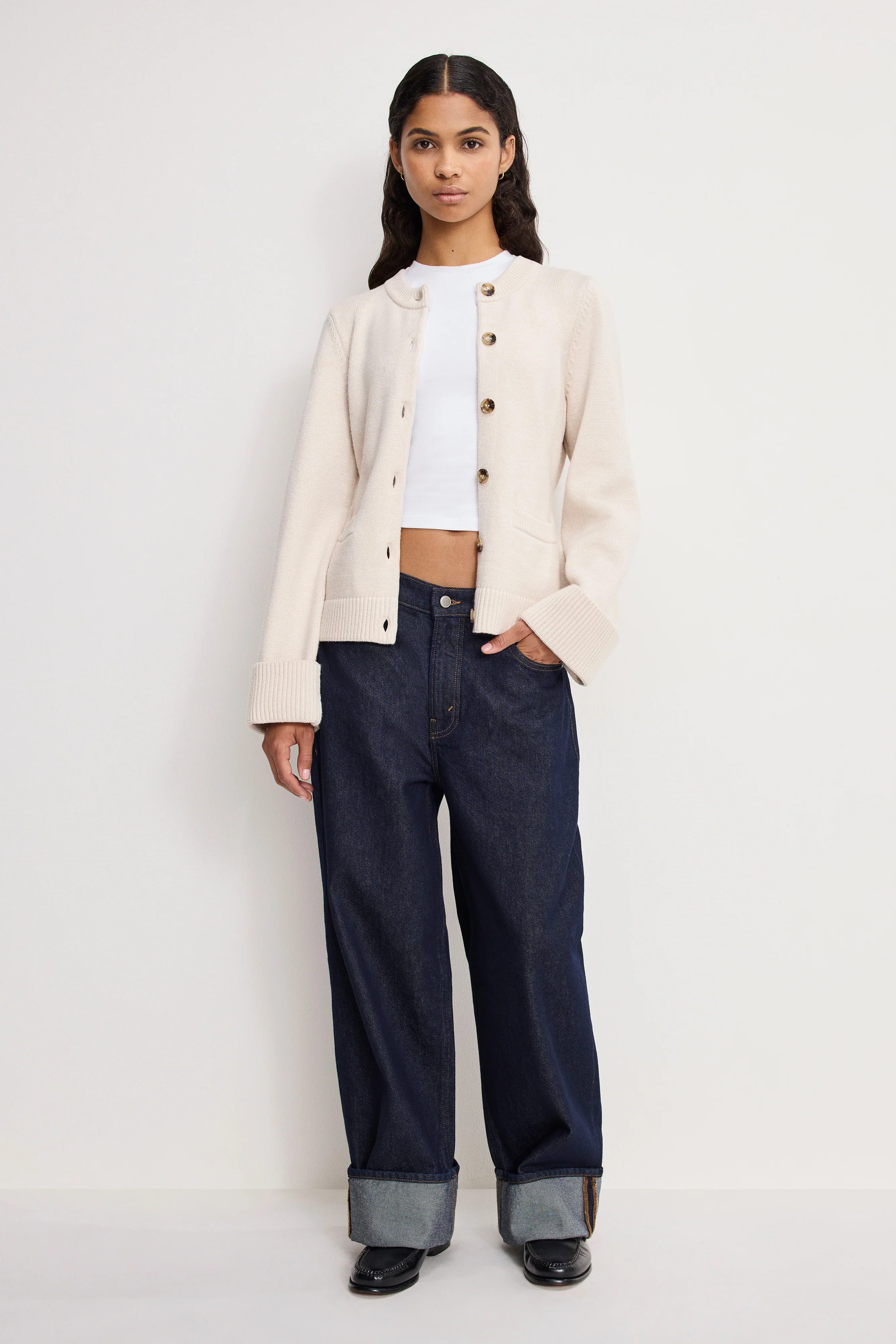 BUTTON FRONT KNIT CARDIGAN | VANILLA001