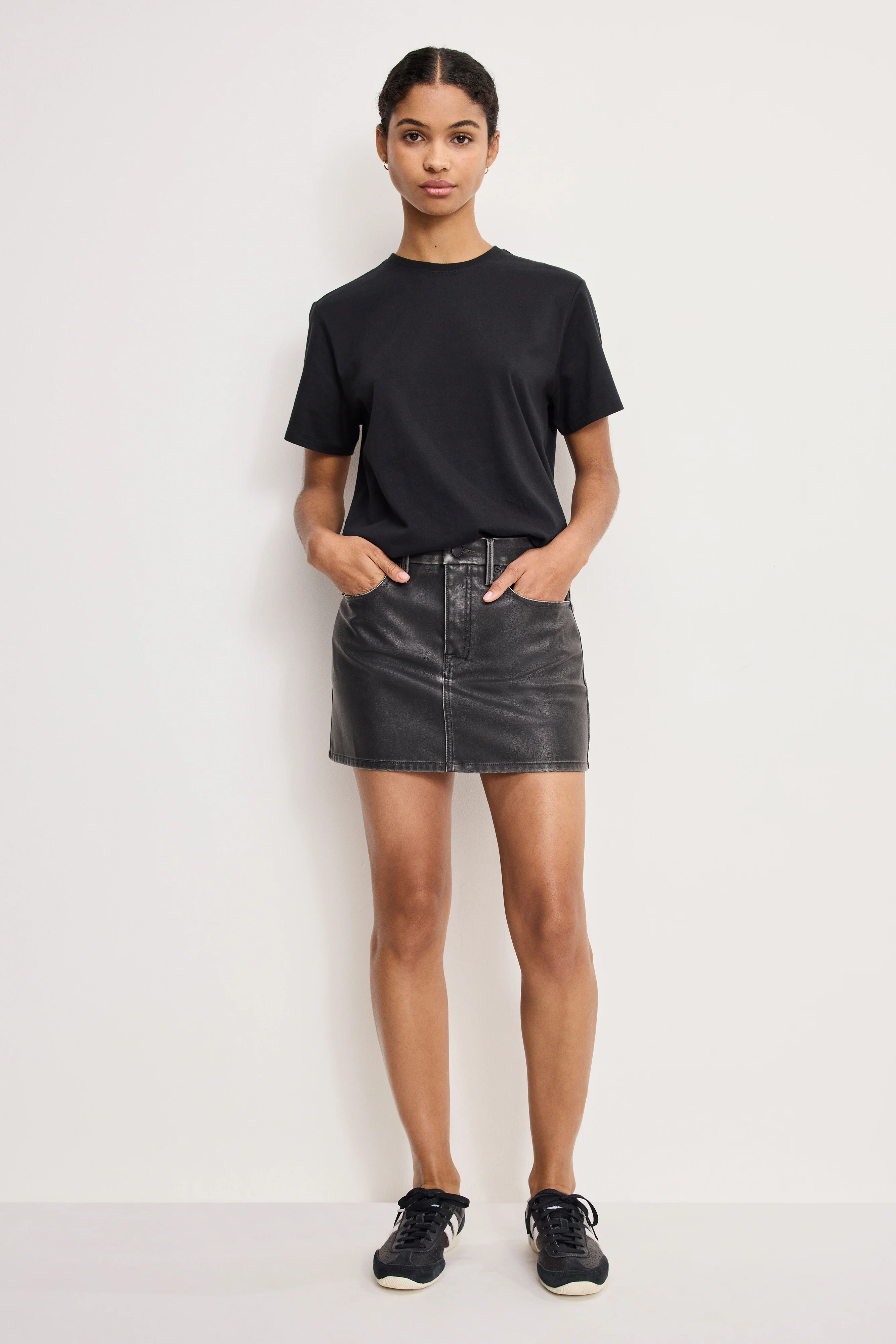 FAUX LEATHER GOOD 90S MINI SKIRT | BLACK001