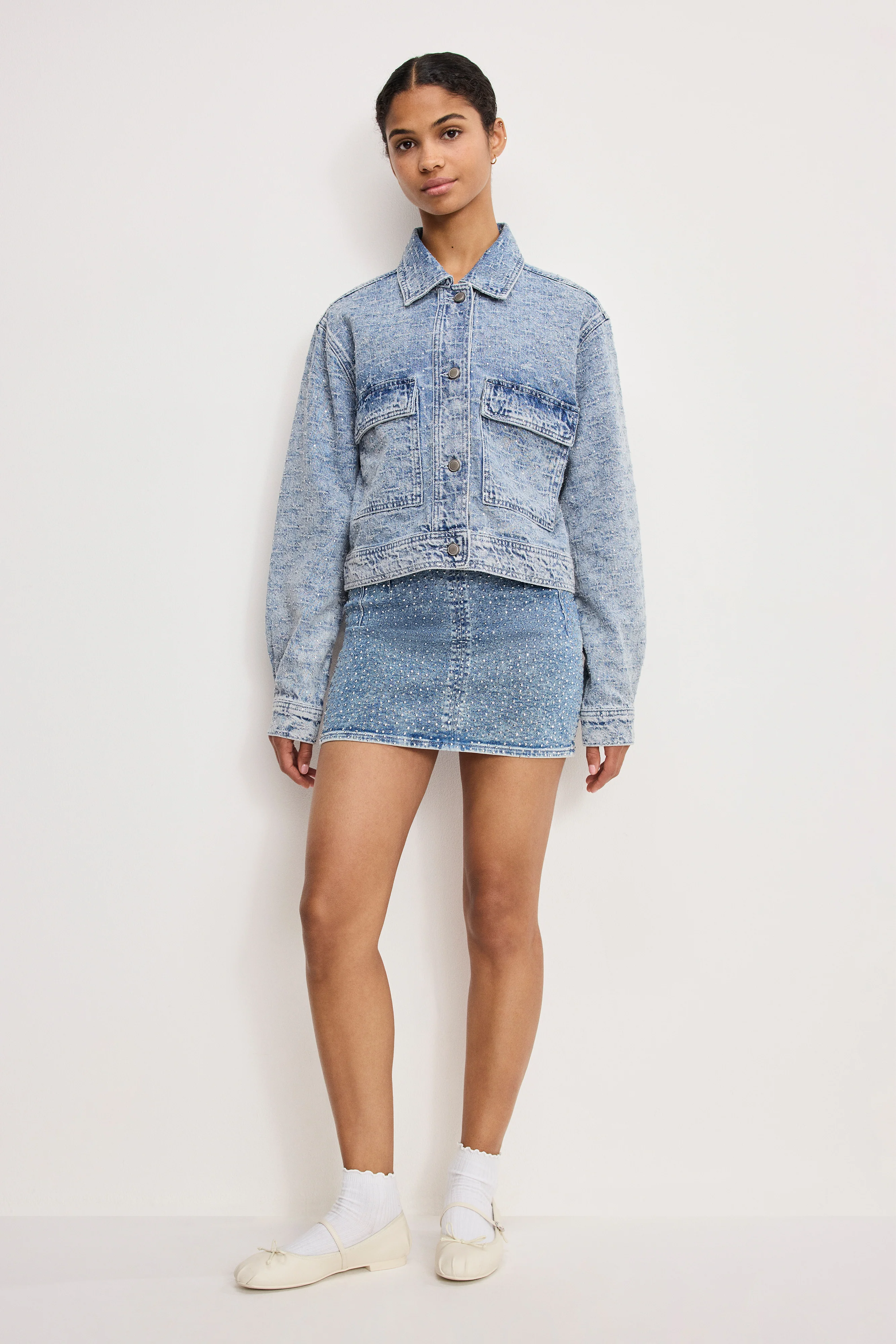CRYSTAL DENIM JACKET | INDIGO1070