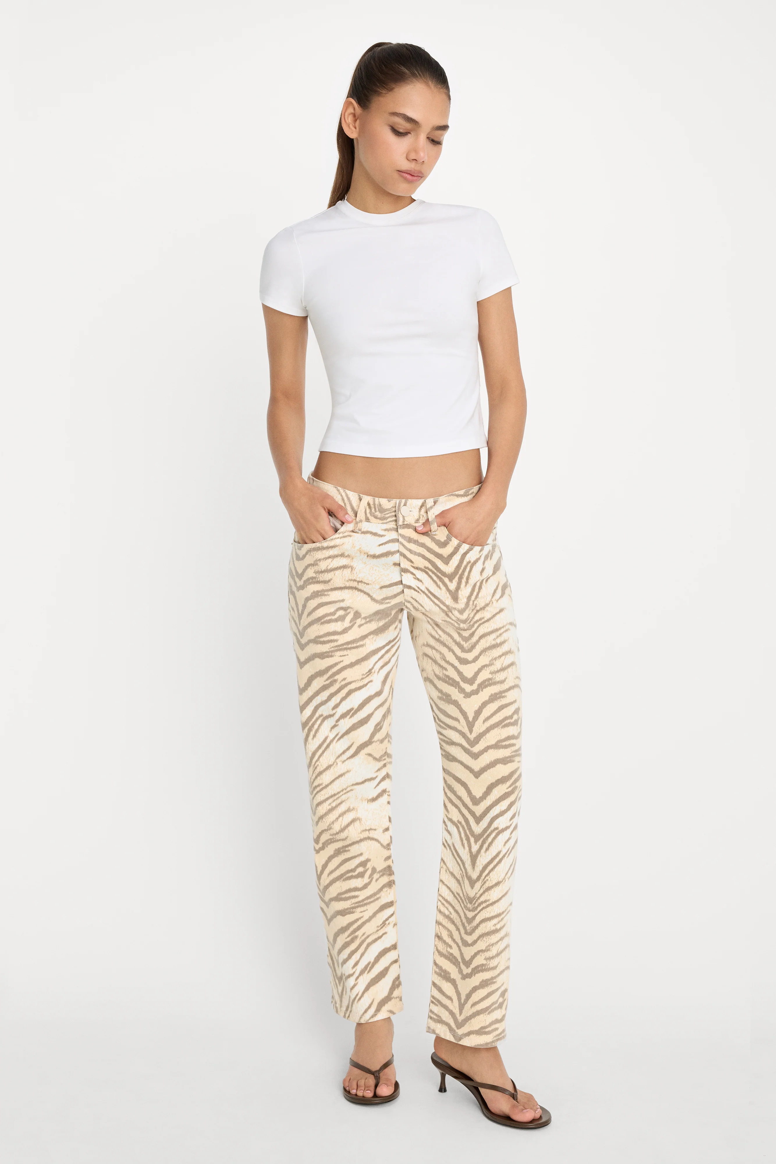 VINTAGE STRAIGHT ANKLE JEANS | BROWN TIGER