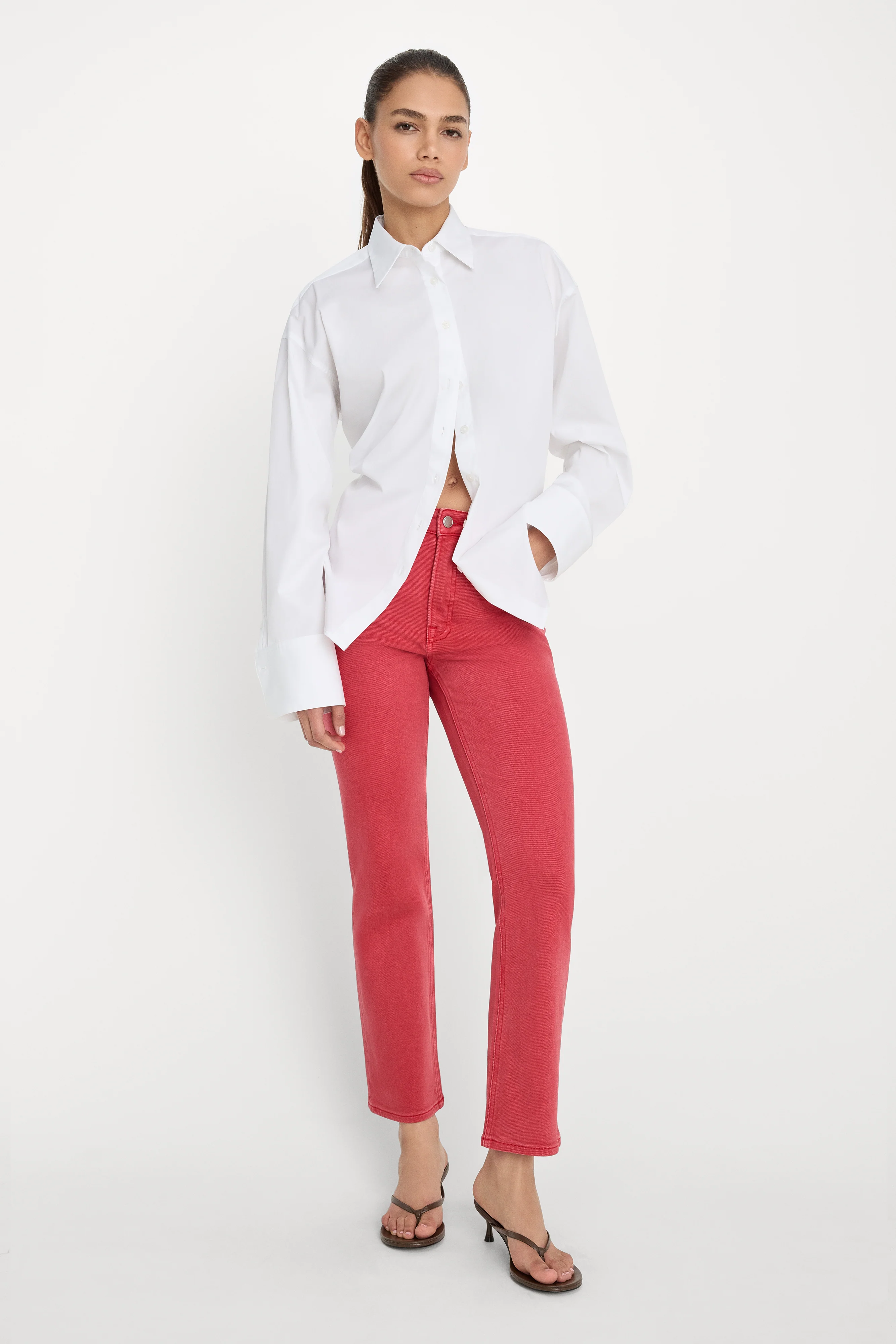 GOOD ICON ANKLE JEANS | CHERRY RED