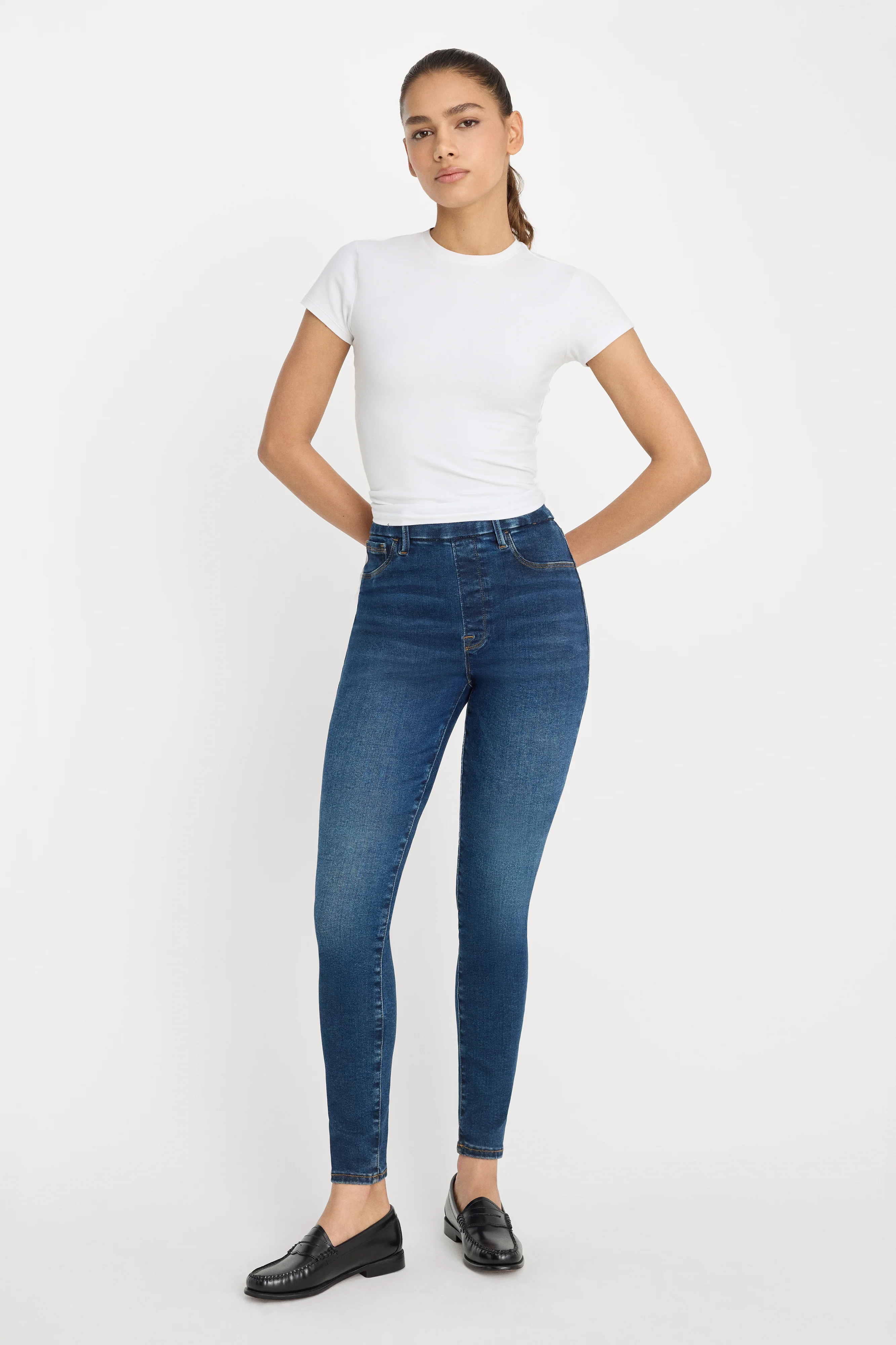 POWER STRETCH PULL-ON SKINNY JEANS | INDIGO491