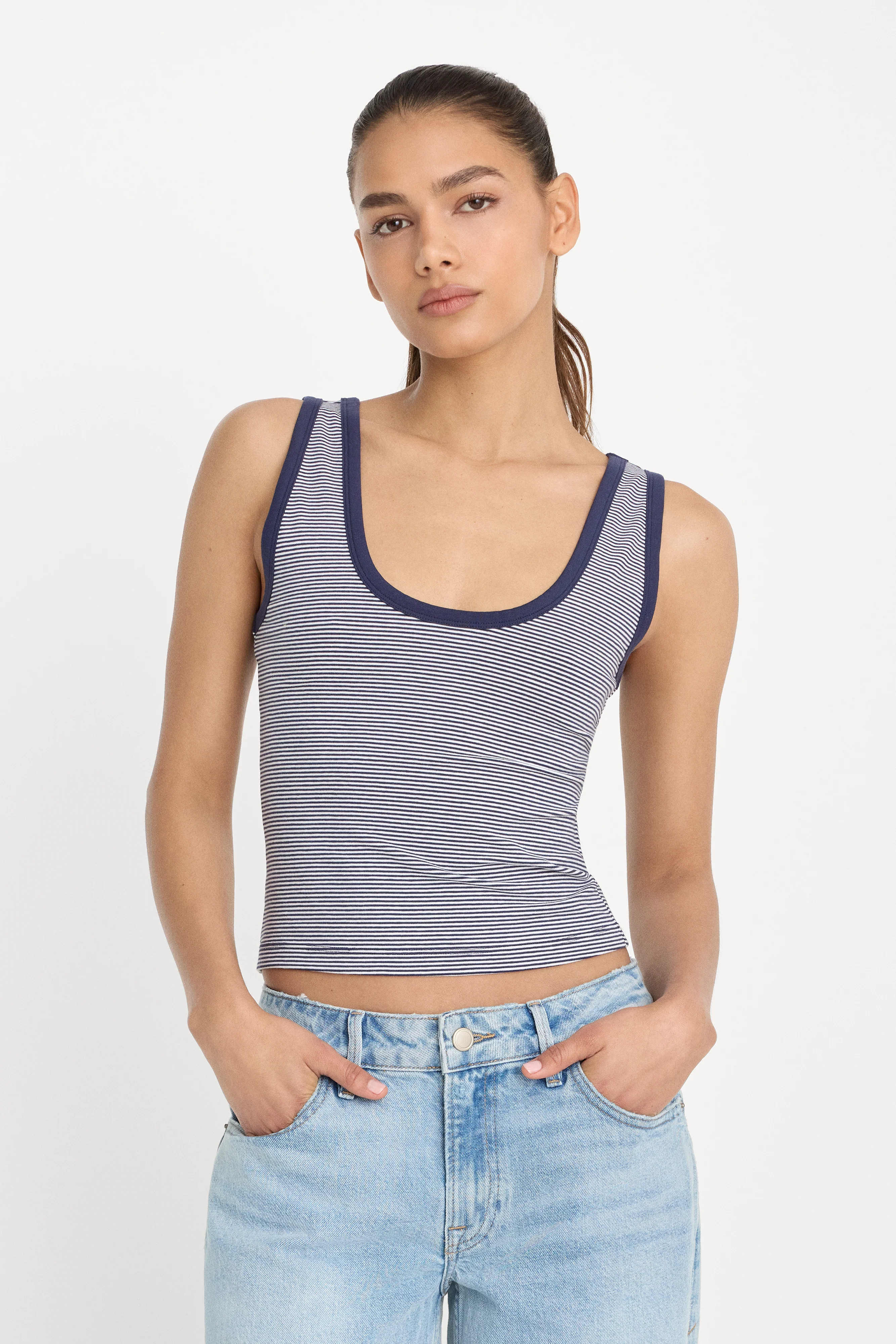 SUPER STRETCH RINGER TANK | HORIZON STRIPE