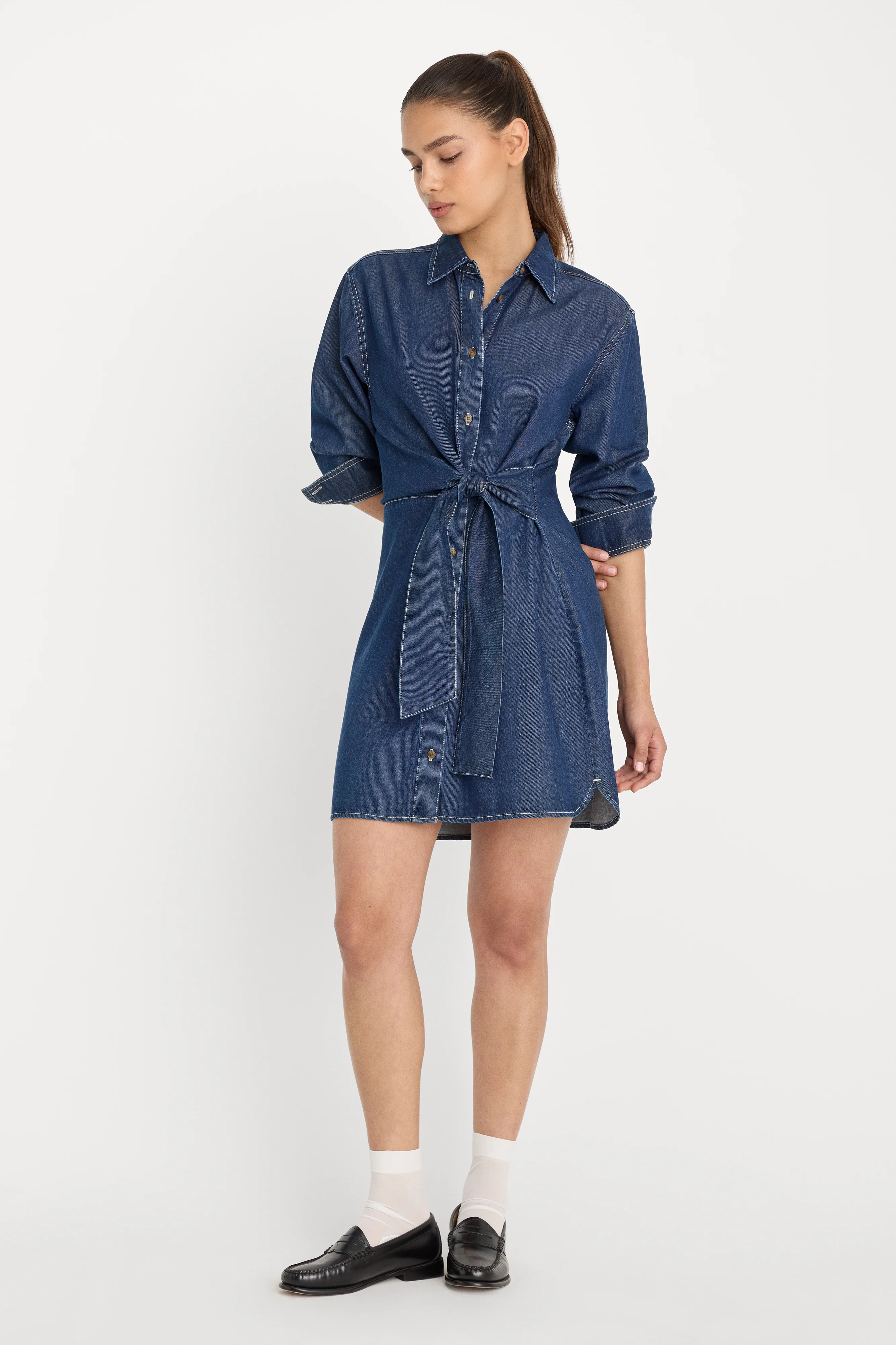 DENIM WRAP SHIRT DRESS | INDIGO1187