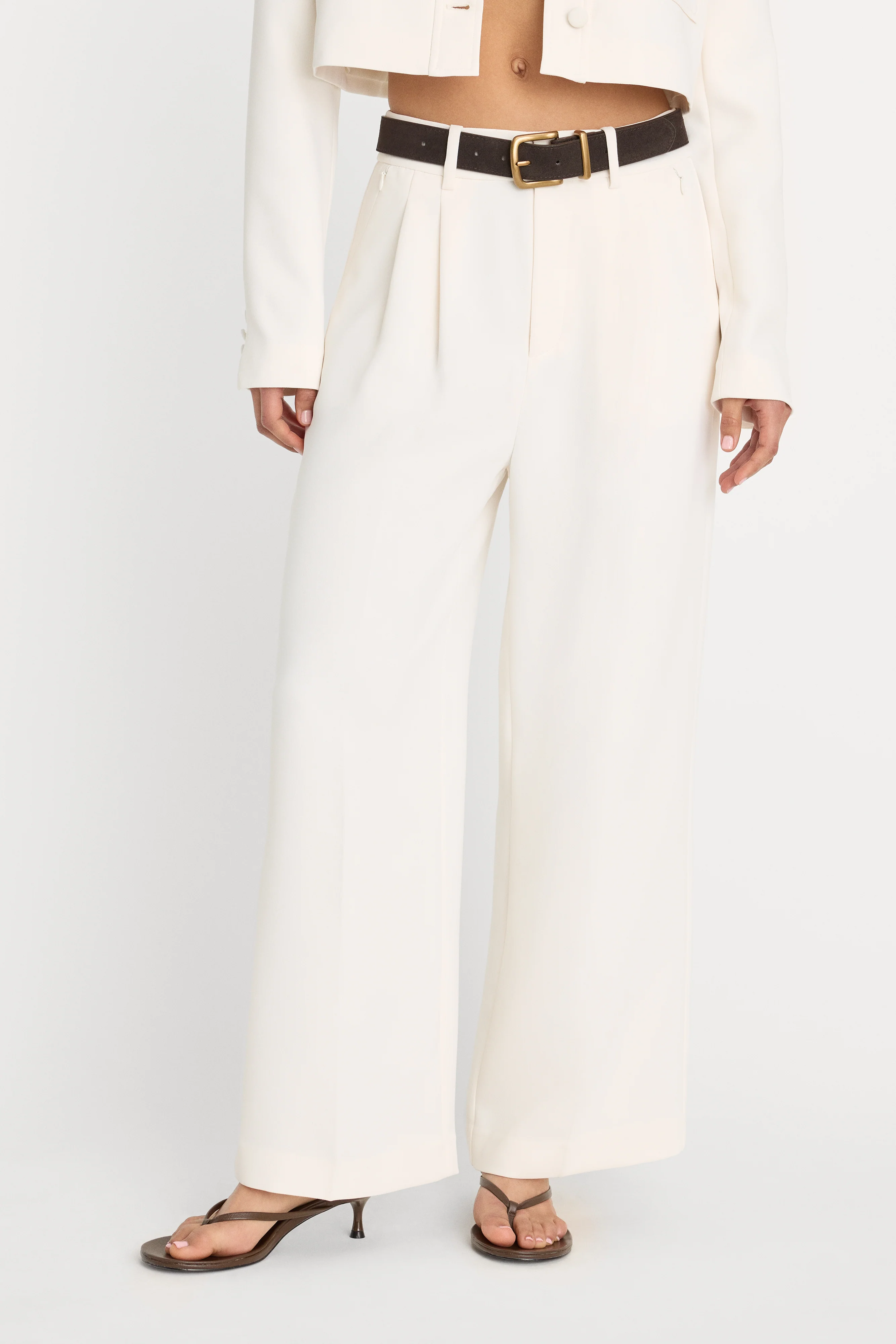 LUXE SUITING HIGH-RISE CROPPED WIDE LEG TROUSER | SOFT SHELL