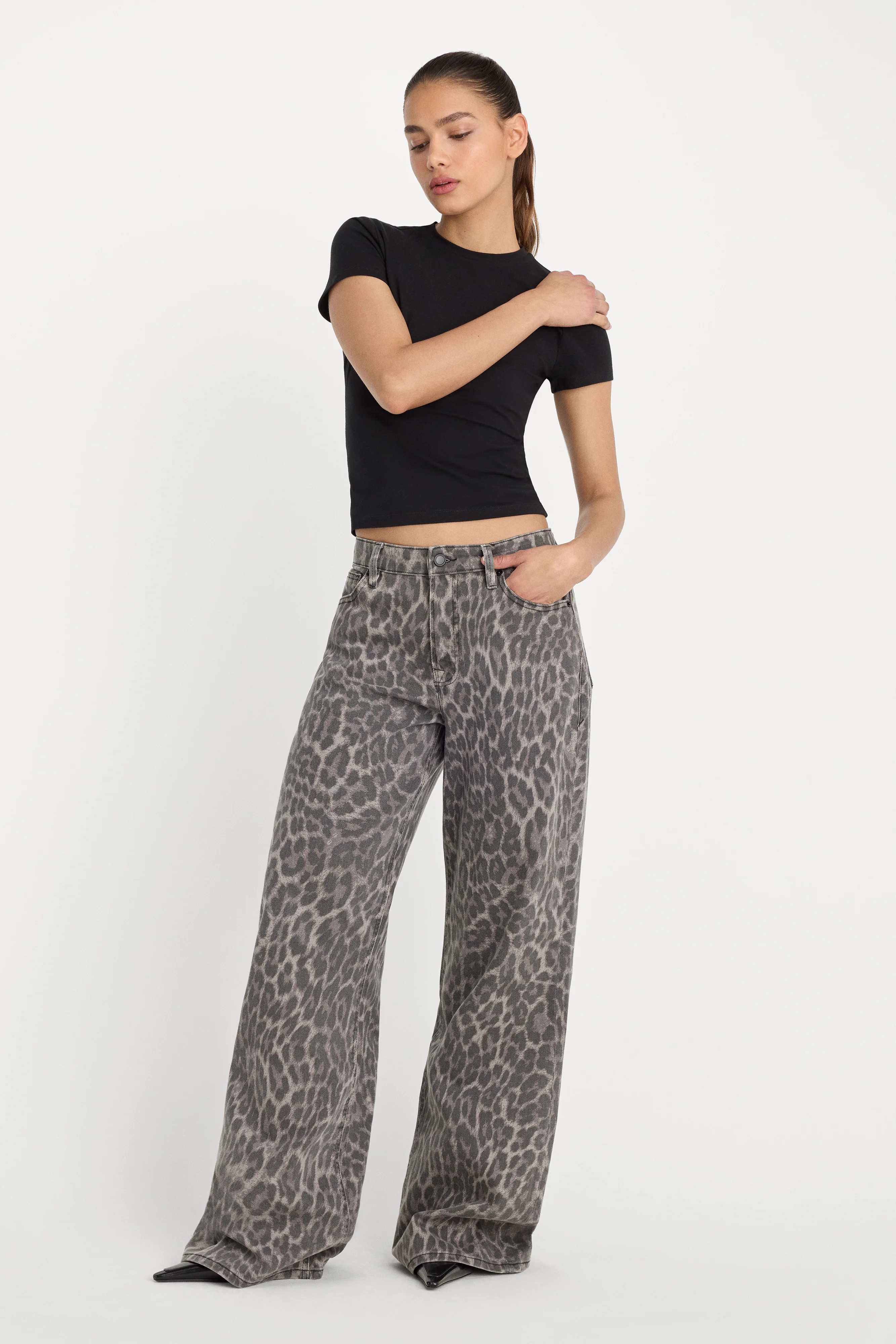 GOOD EASE LEOPARD JEANS | GREY LUCKY LEOPARD