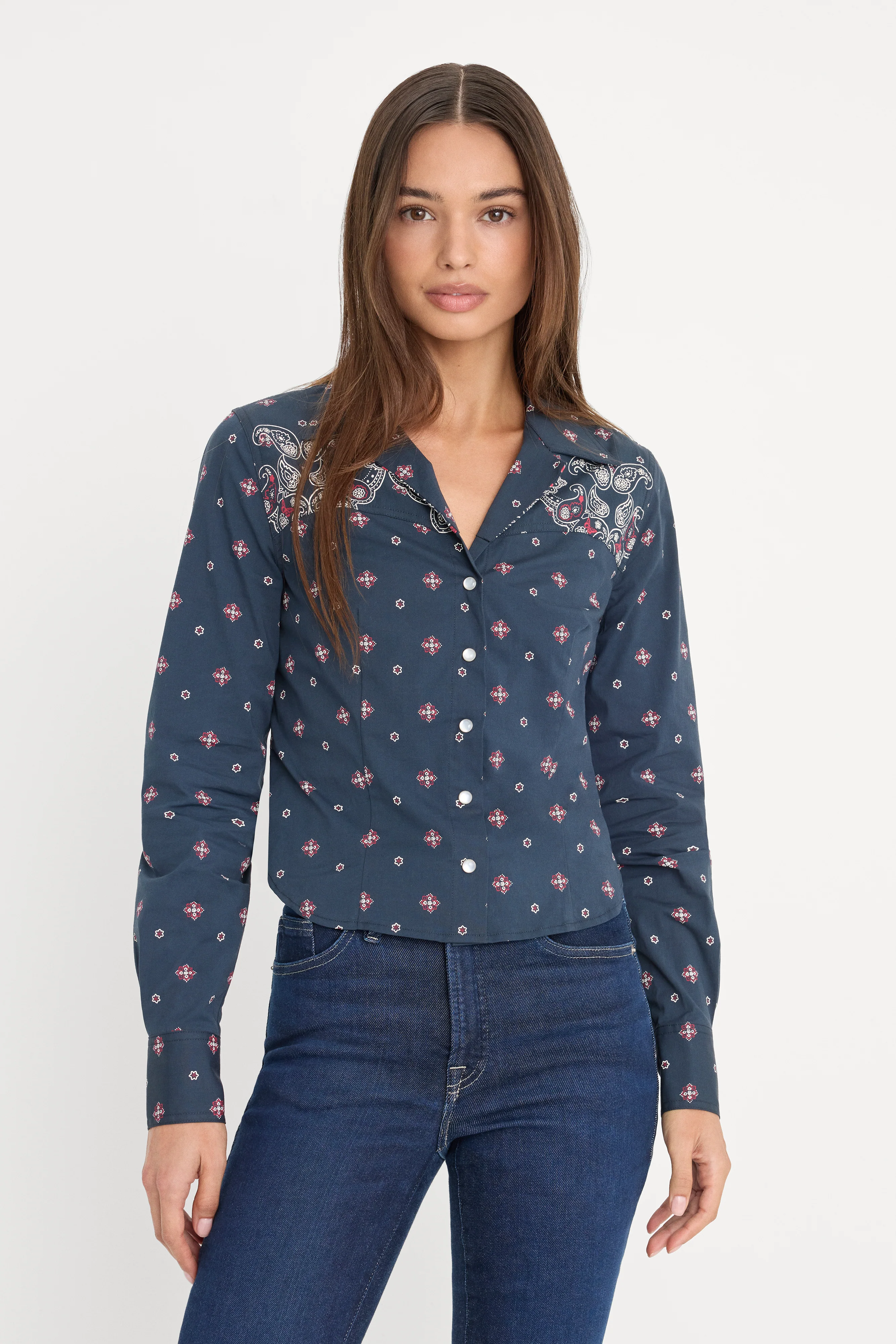 DOLLY TAILORED POPLIN SHIRT | NEW NAVY BANDANA PRINT