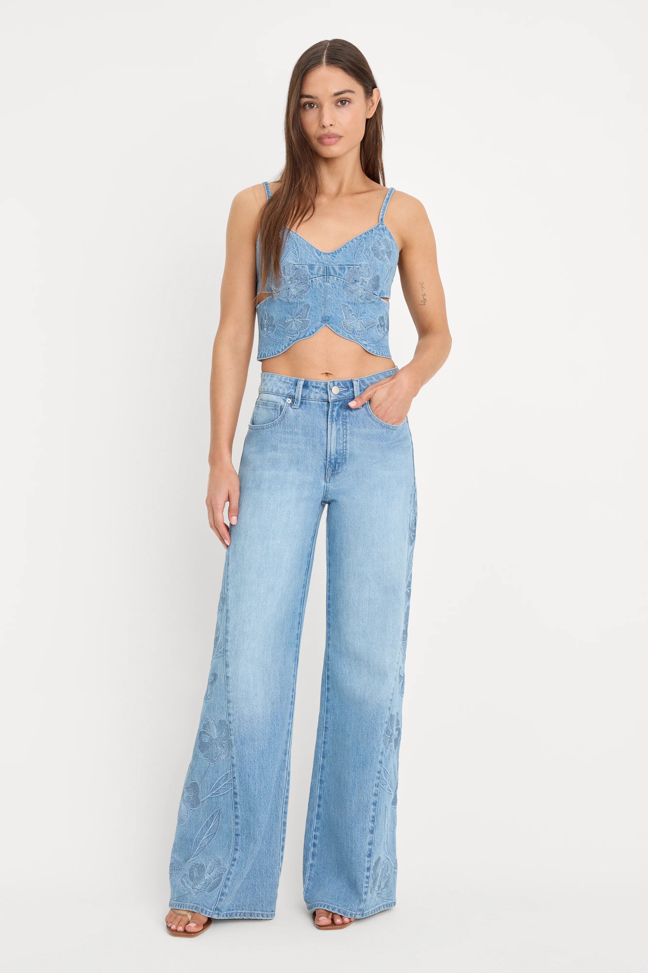 DOLLY JOLEANS EMBROIDERED GOOD WAIST PALAZZO JEANS | INDIGO1202