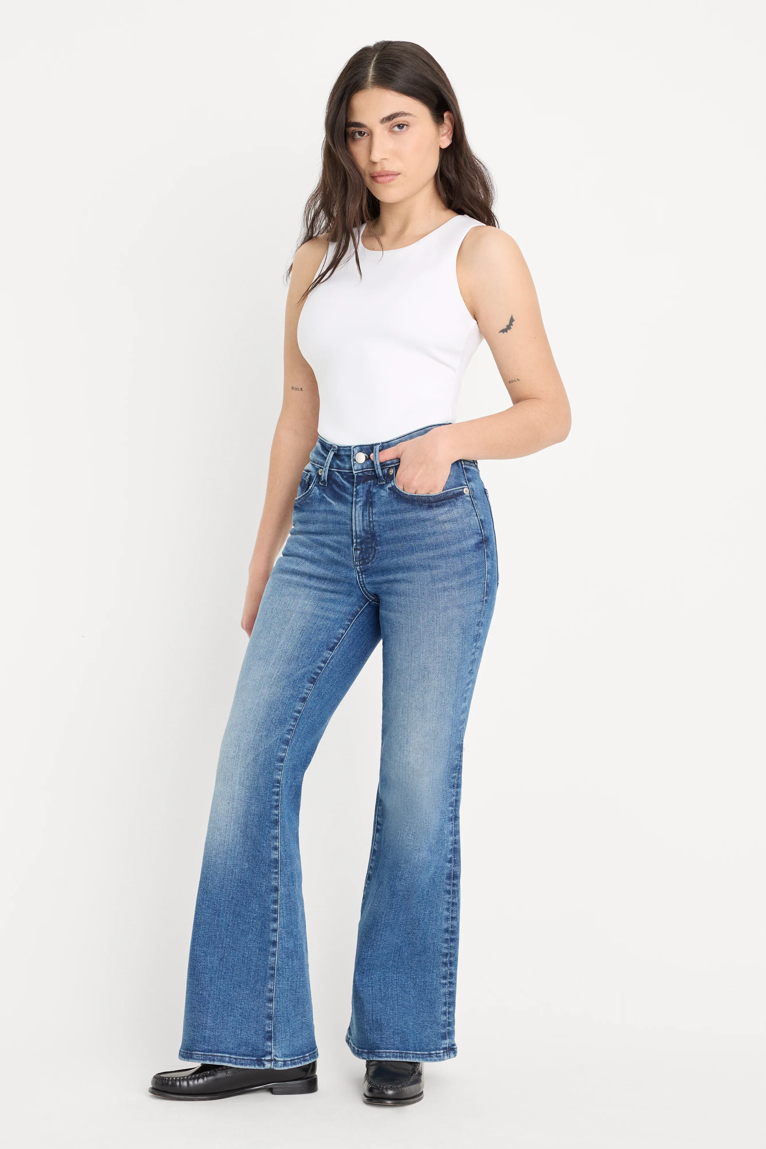ALWAYS FITS GOOD PETITE FLARE JEANS | INDIGO1071