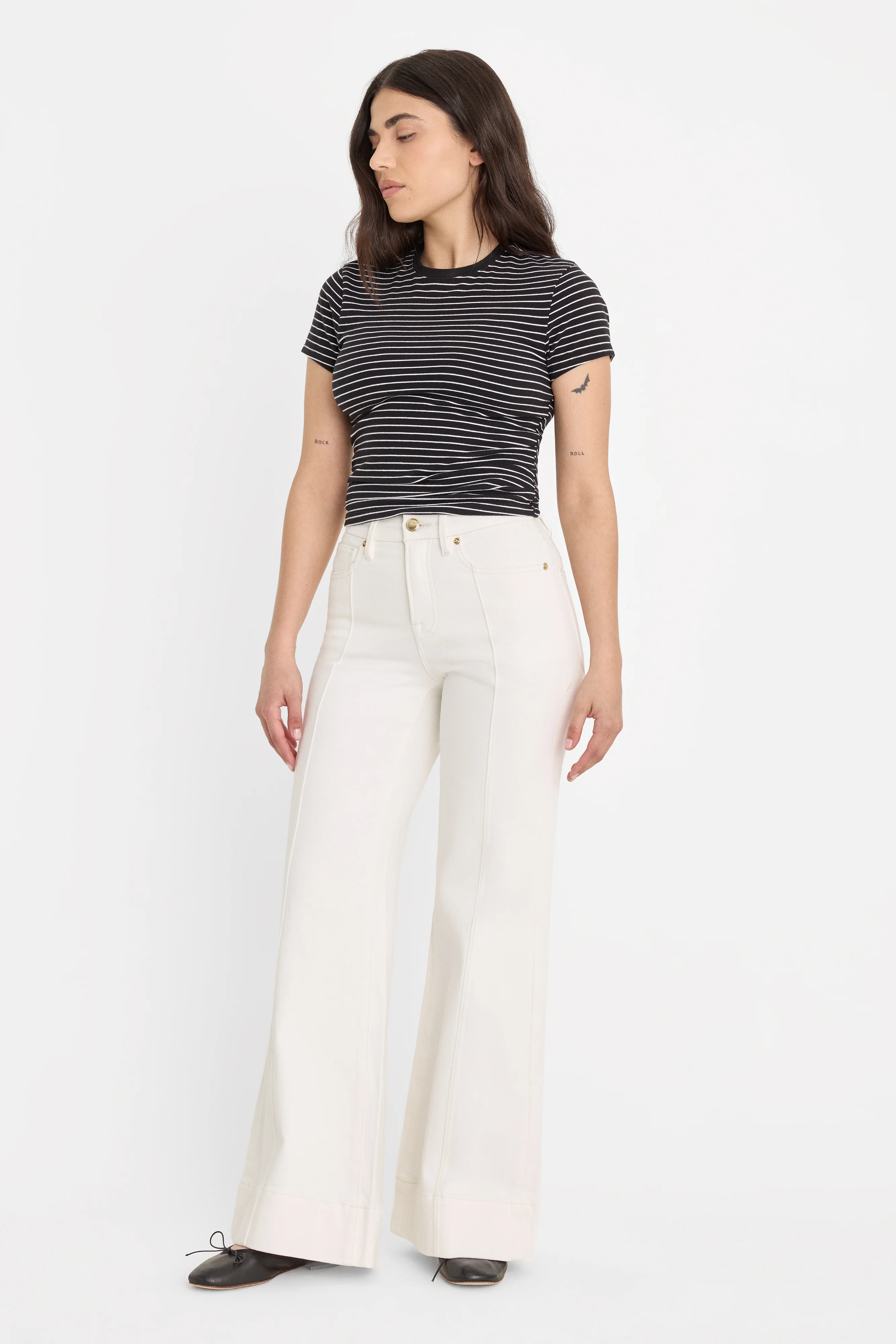 GOOD PETITE PALAZZO JEANS | COTTON WHITE