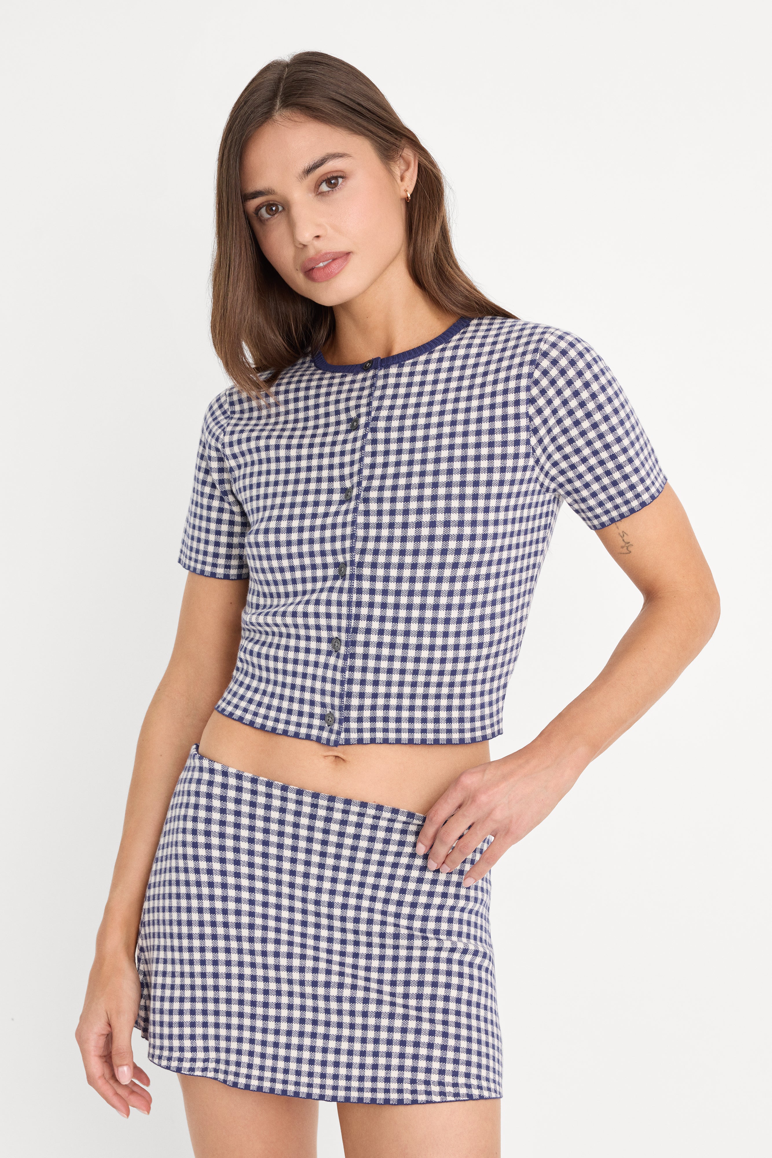 THE KEEPSAKE CARDIGAN | NAVY GINGHAM