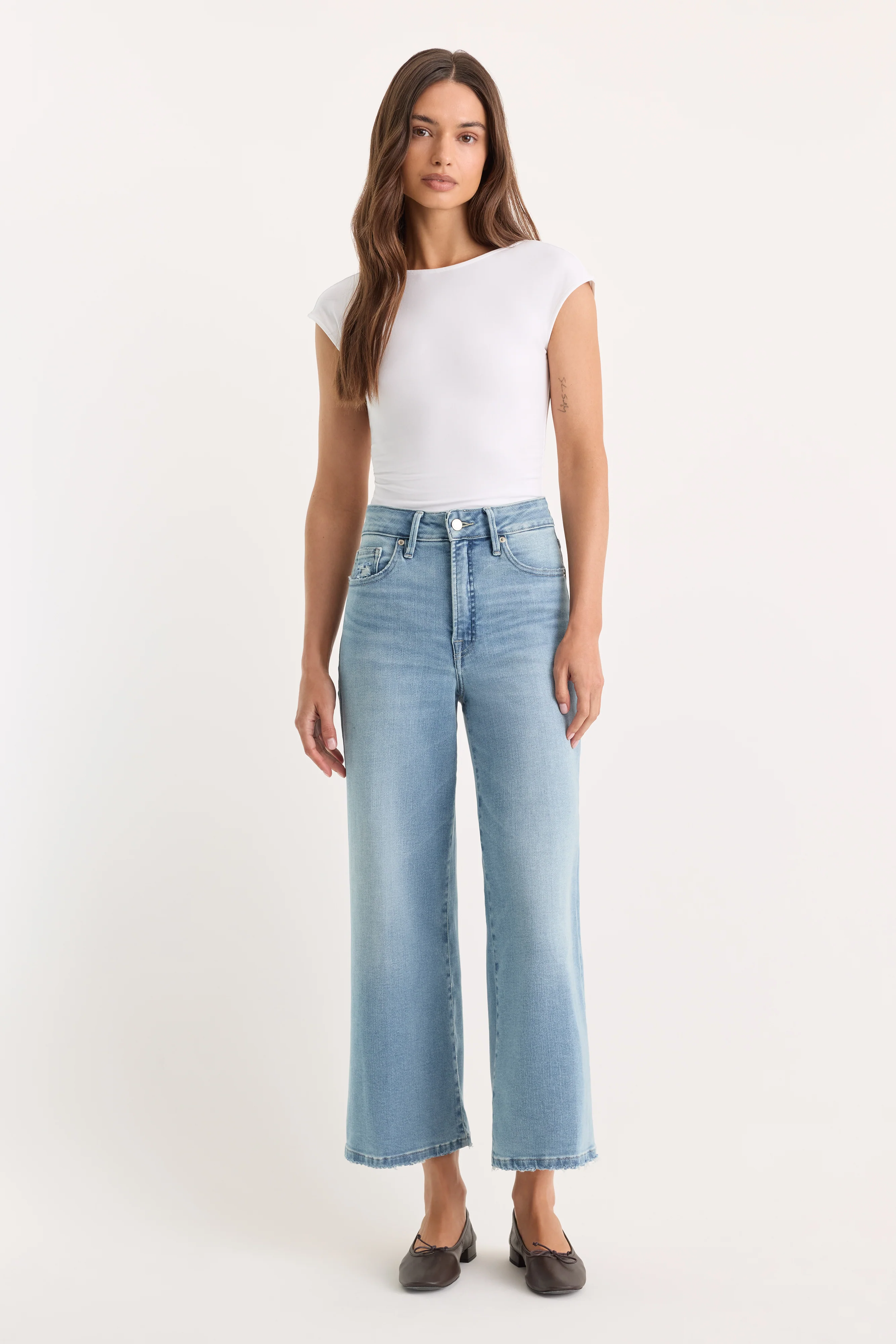 SOFT TECH GOOD WAIST PALAZZO CROPPED JEANS | INDIGO1225