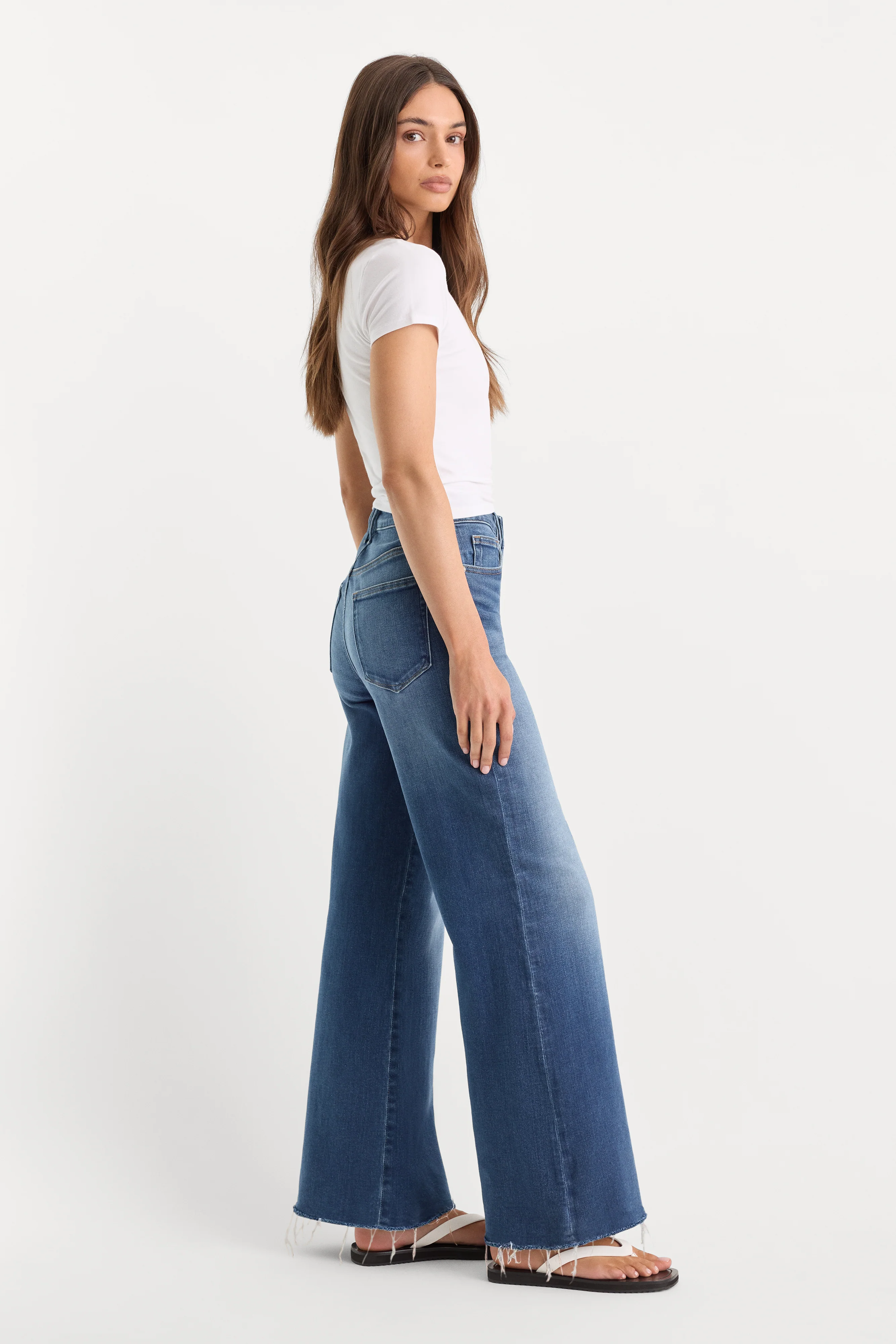 SOFT TECH GOOD WAIST PALAZZO ANKLE JEANS | INDIGO1233