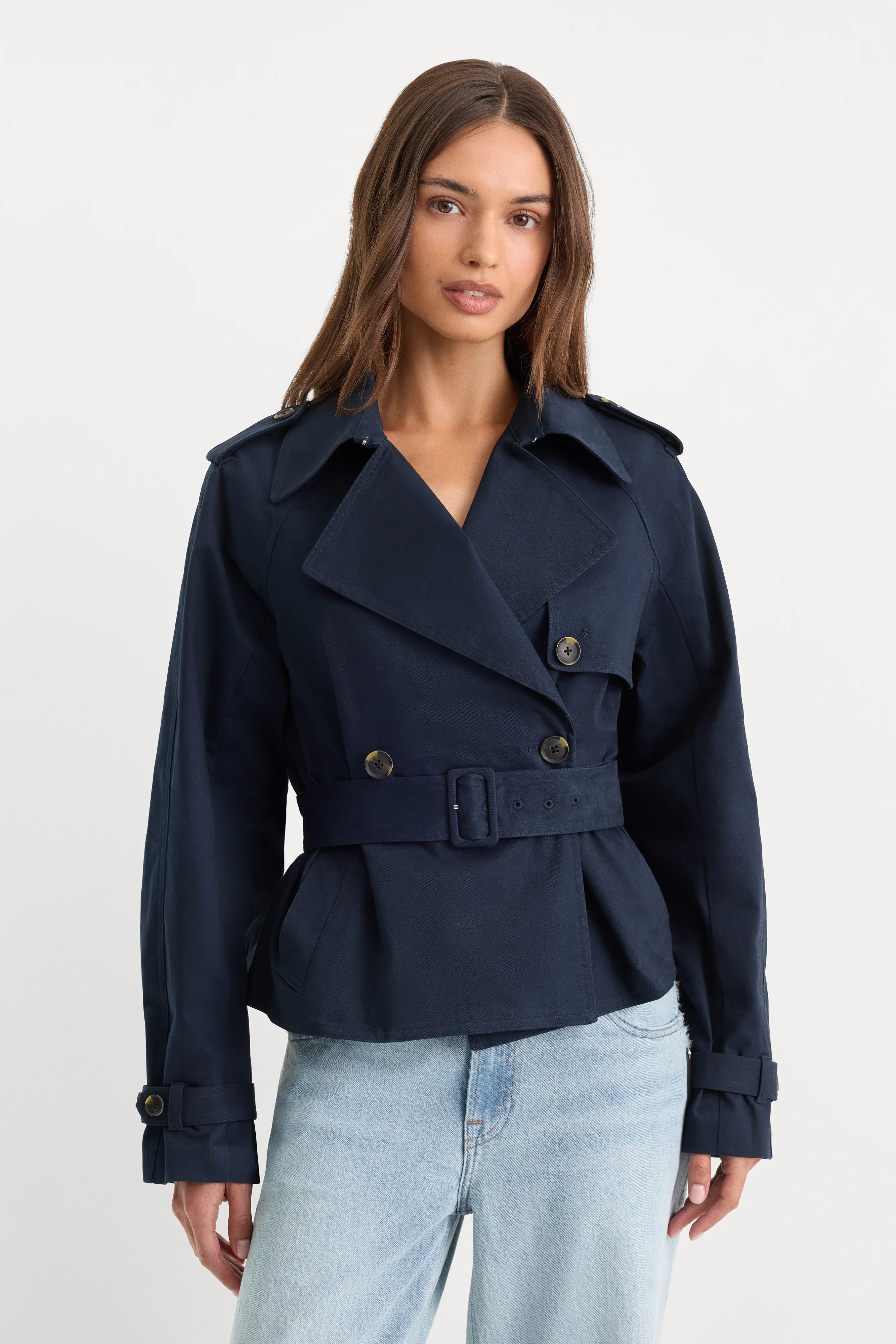 THE CROPPED TRENCH JACKET | NEW NAVY002