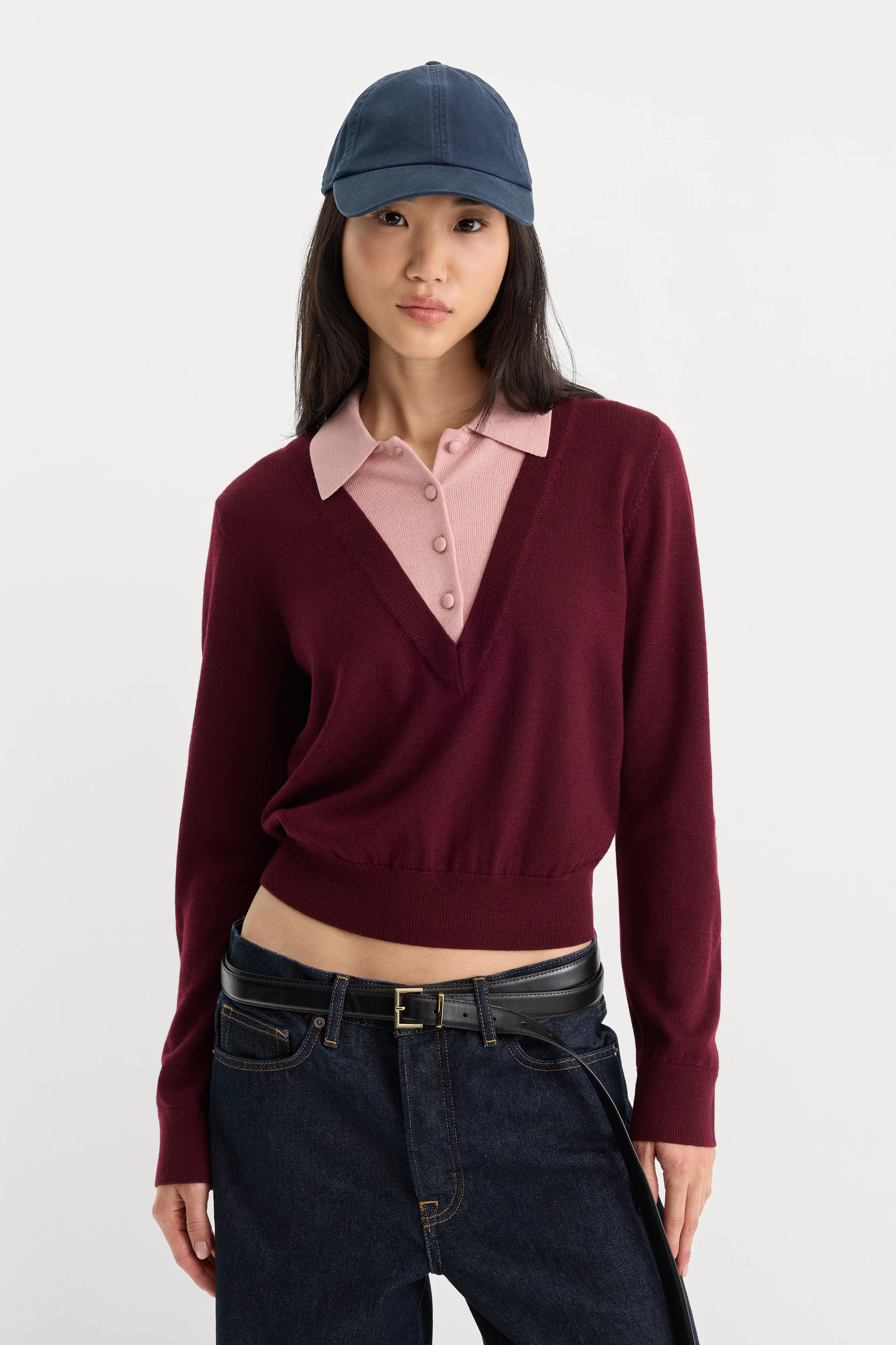 THE TWO IN ONE SWEATER | BERRY NOIR WITH BLUSH