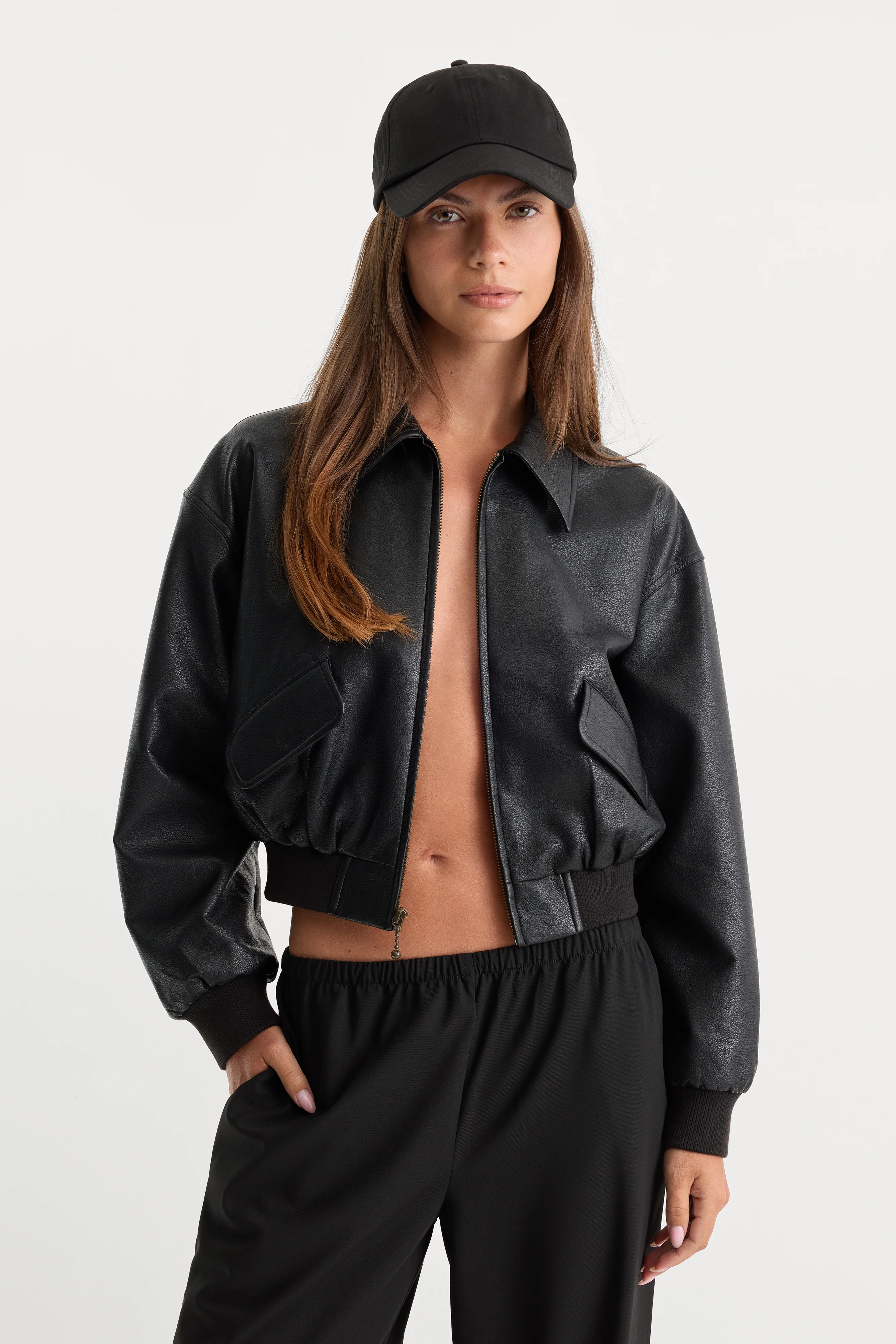 THE BETTER THAN LEATHER BOMBER JACKET | BLACK001