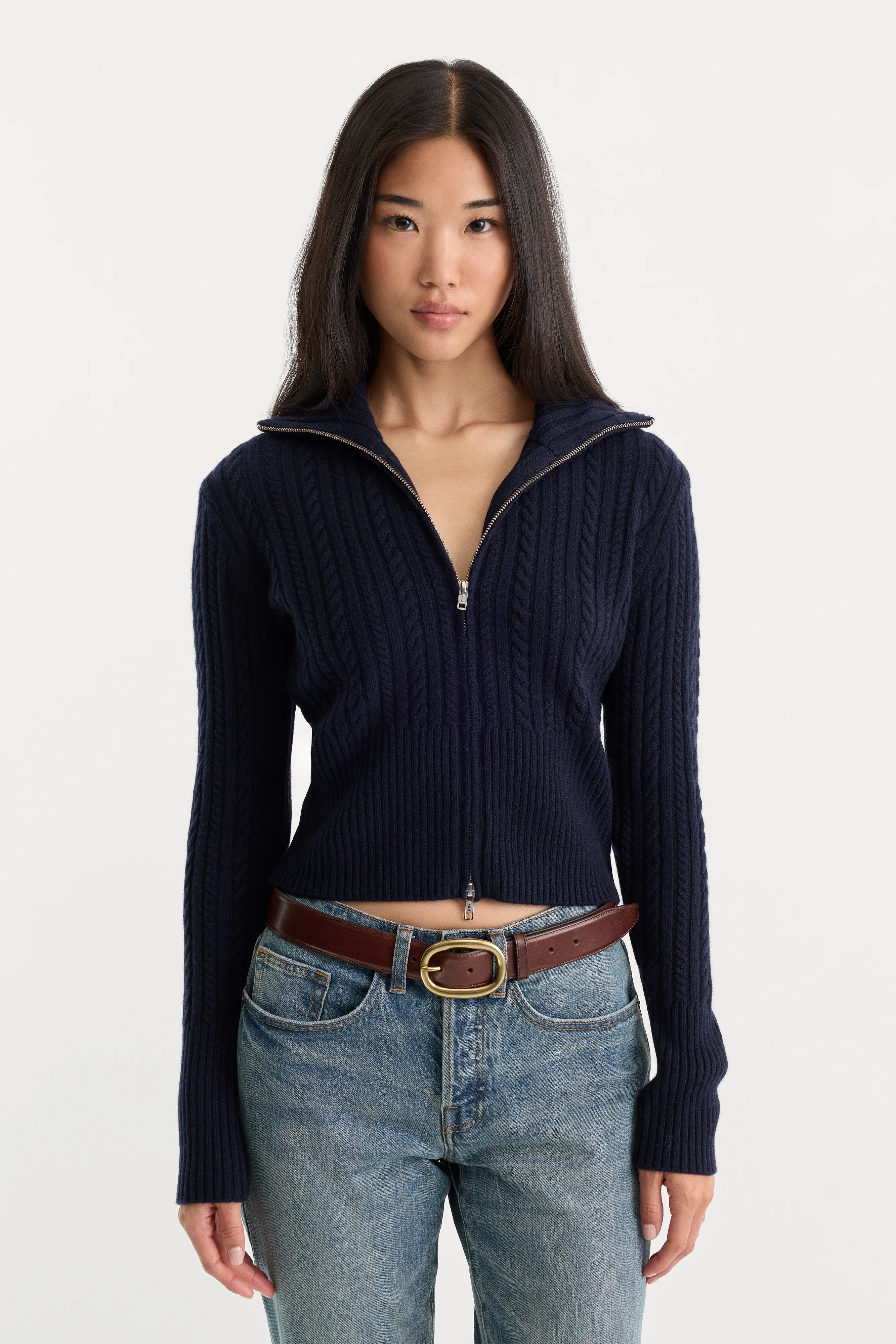 THE CABLE ZIP UP | NEW NAVY002