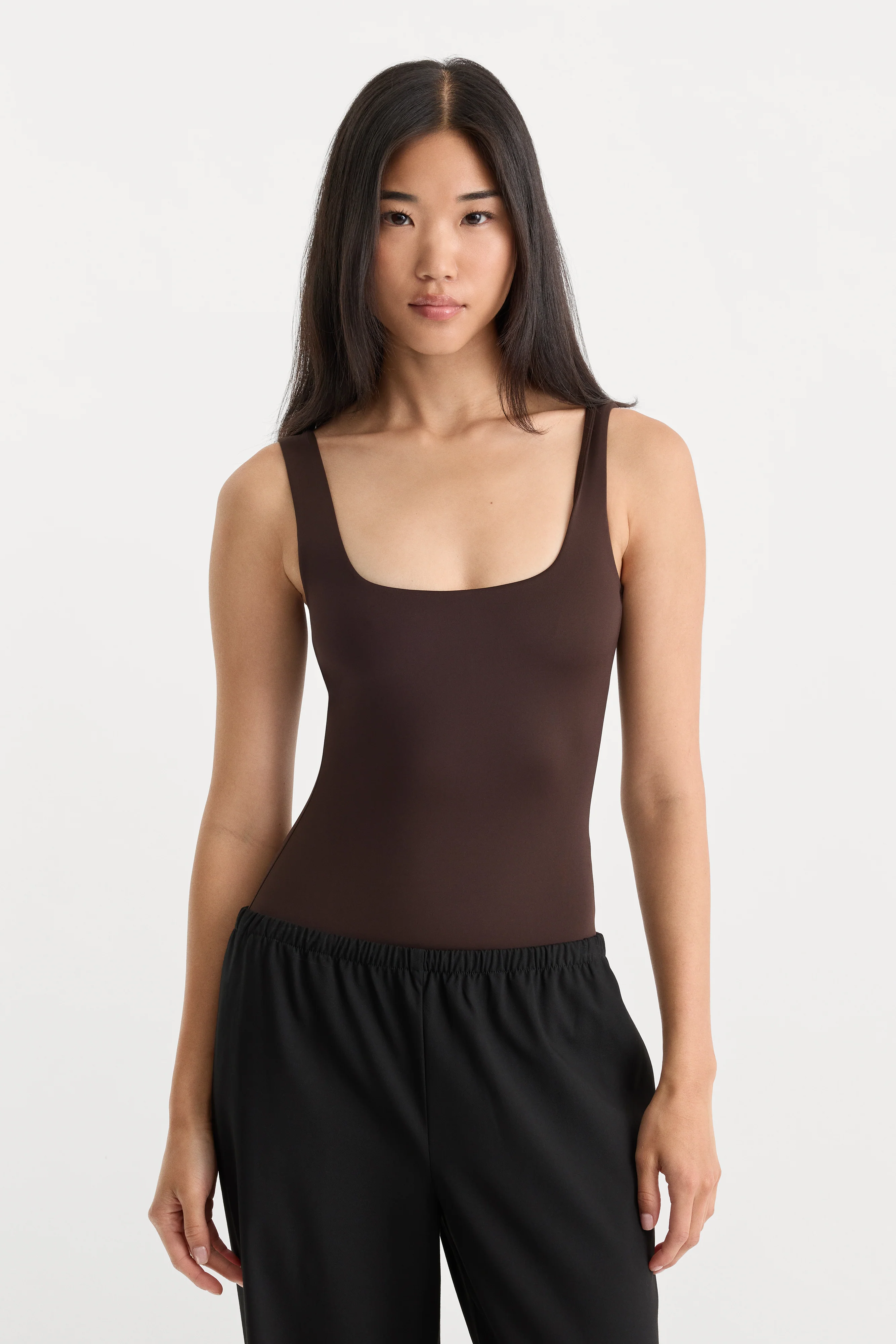 THE SCULPTING MODERN TANK BODYSUIT | ESPRESSO