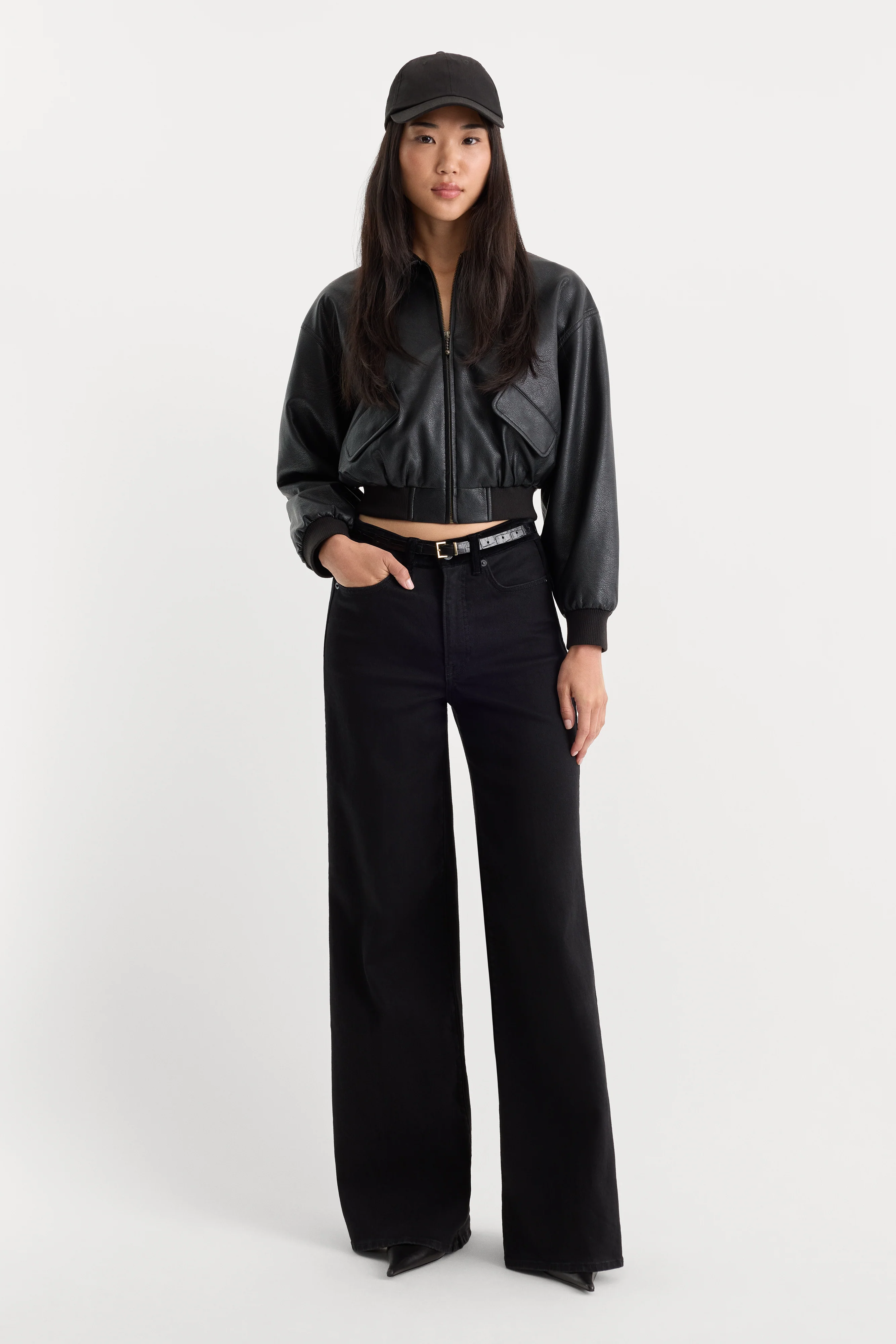 GOOD WAIST PALAZZO JEANS | BLACK001