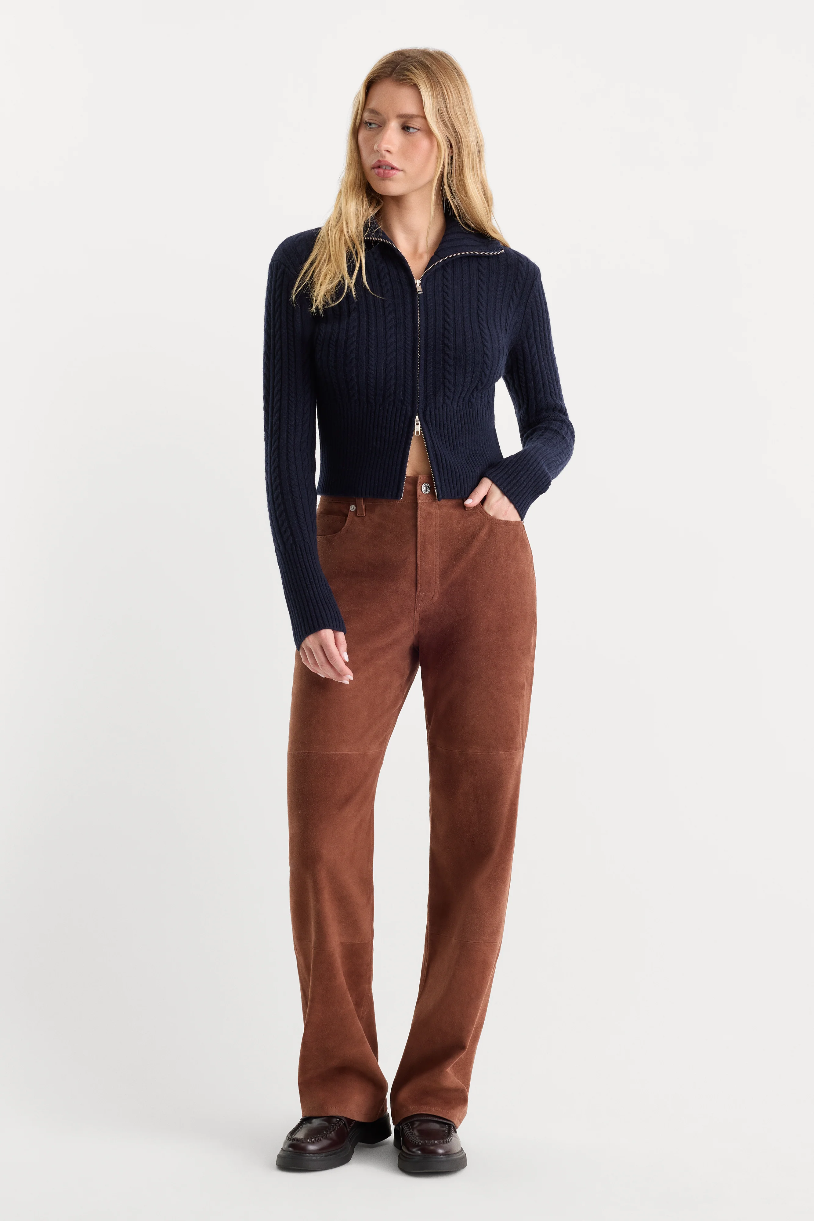 SUEDE GOOD TRUE STRAIGHT PANT | CAFE CLAY