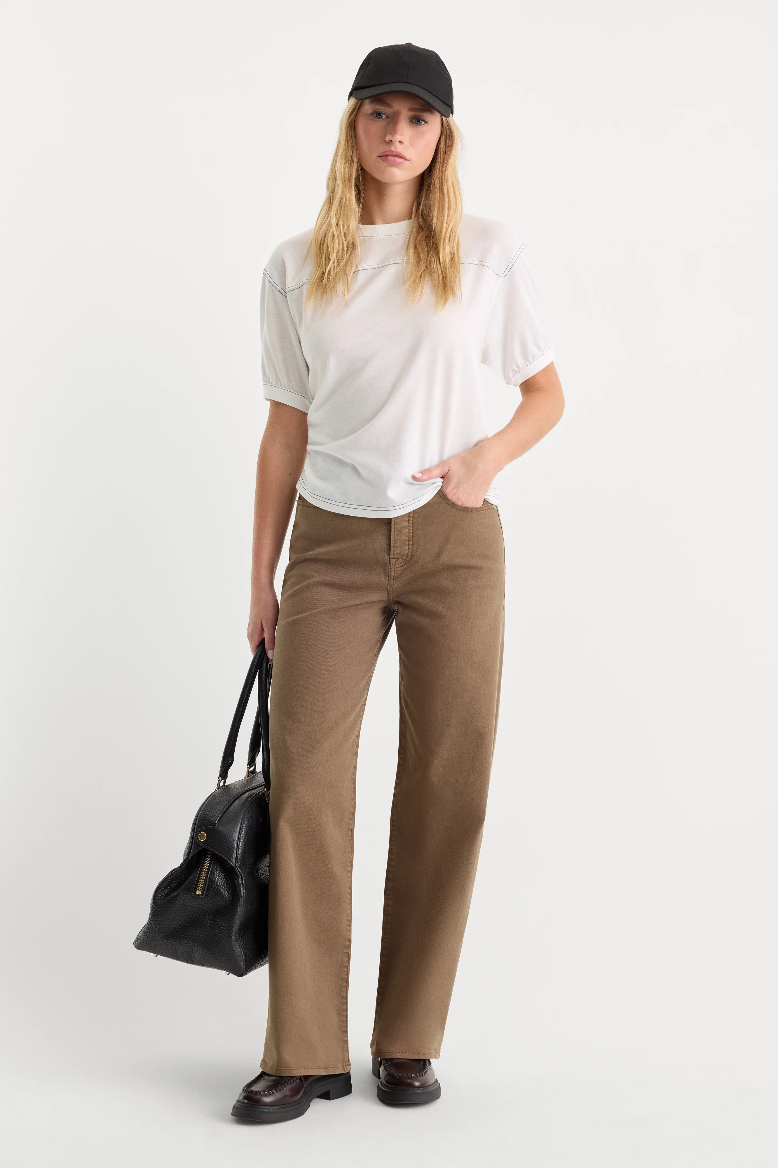 TWILL VINTAGE WIDE PANT | TEA BARK