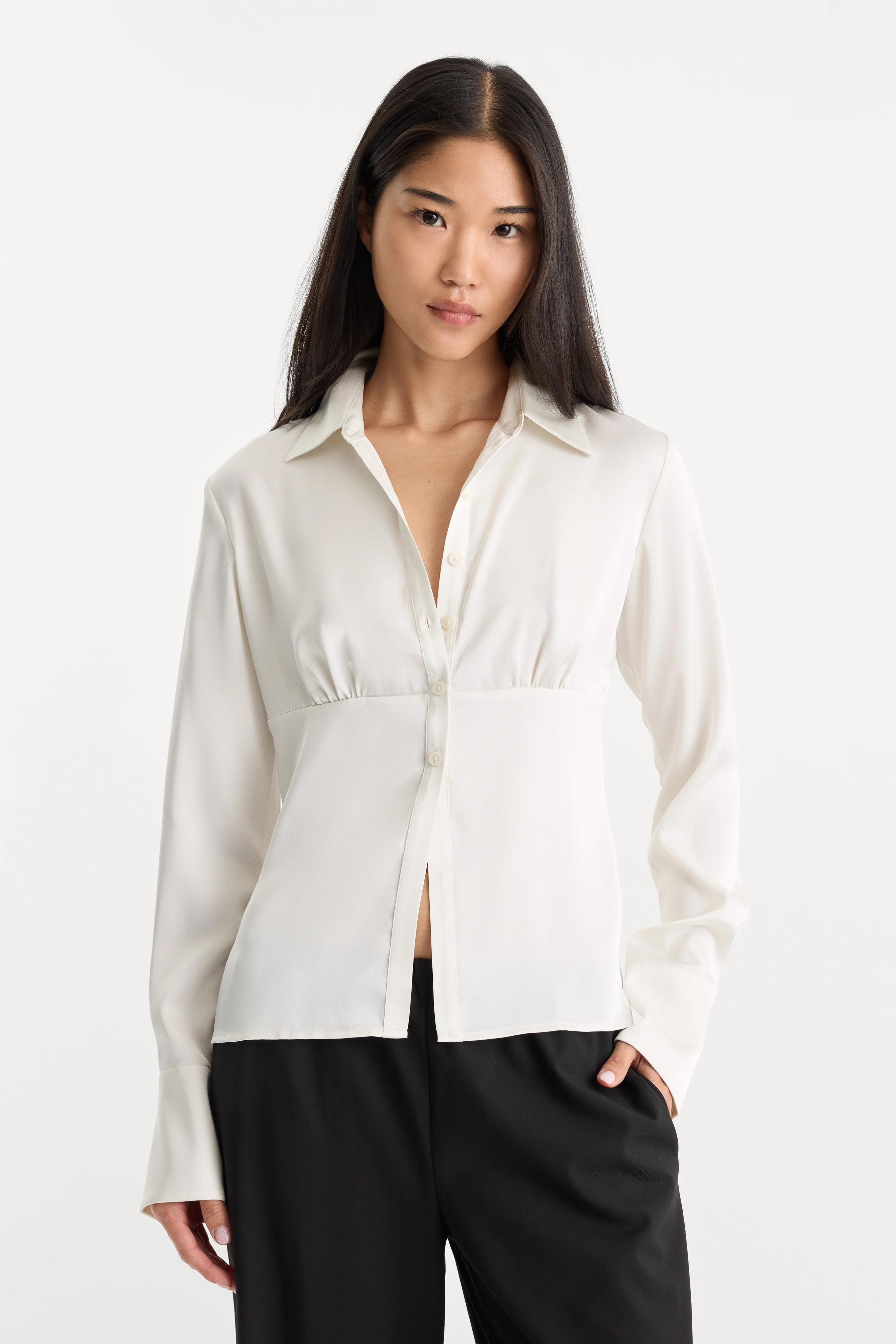 THE SATIN FEMME SHIRT | CHALK
