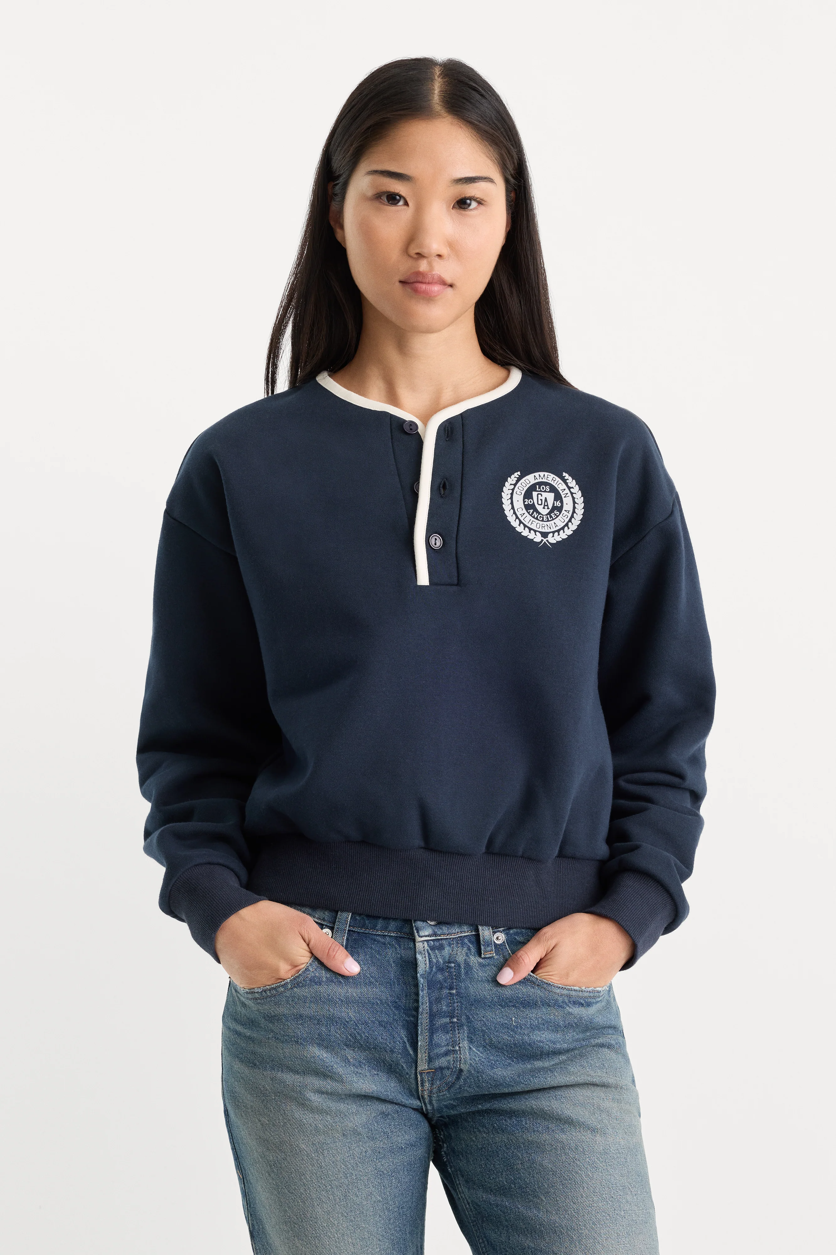 THE BRUSHED FLEECE HENLEY | NEW NAVY