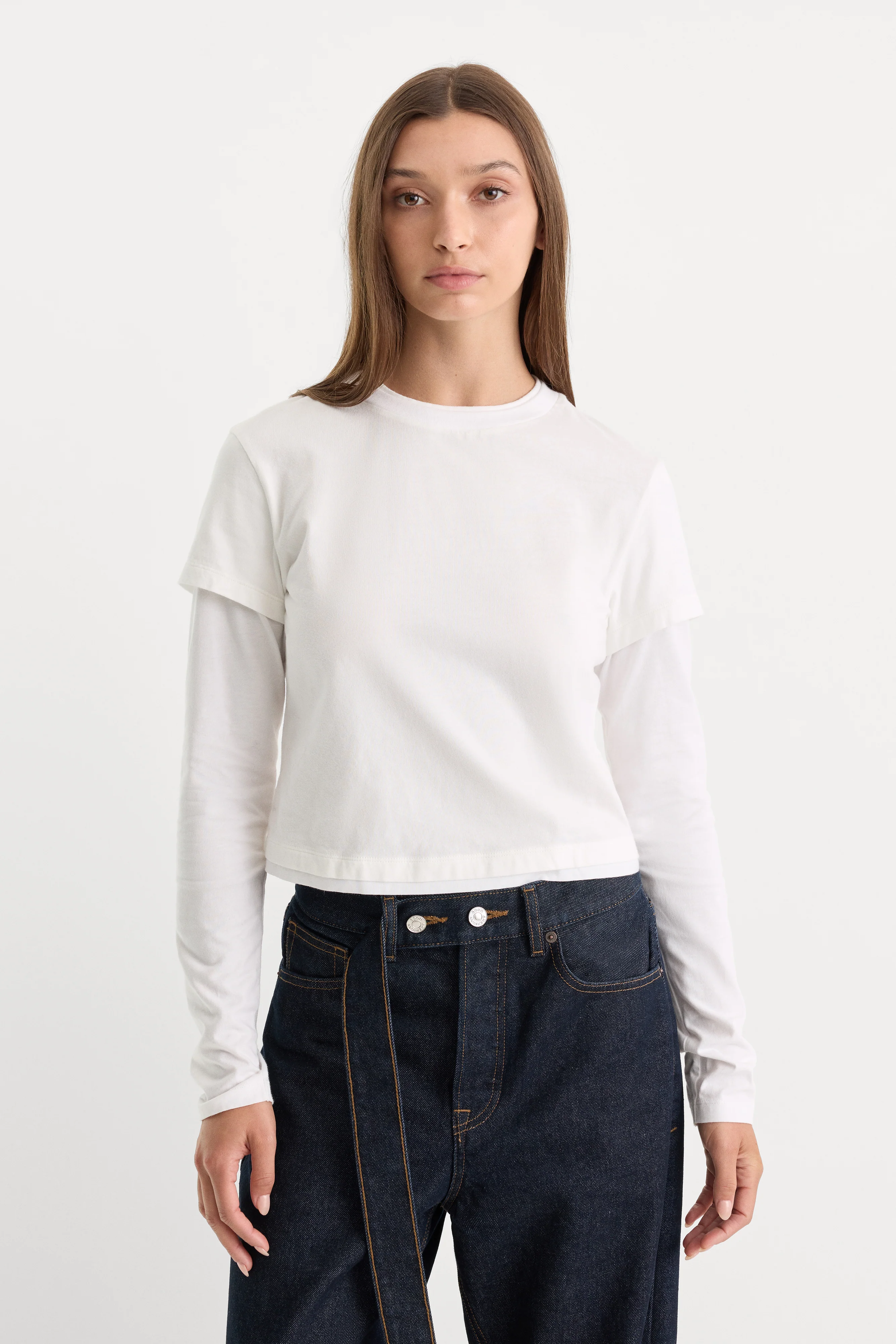 THE COMBO LAYERED TEE | CHALK WITH CHALK