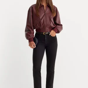 NEVER FADE BUTTON FRONT GOOD LEGS STRAIGHT JEANS | BLACK001