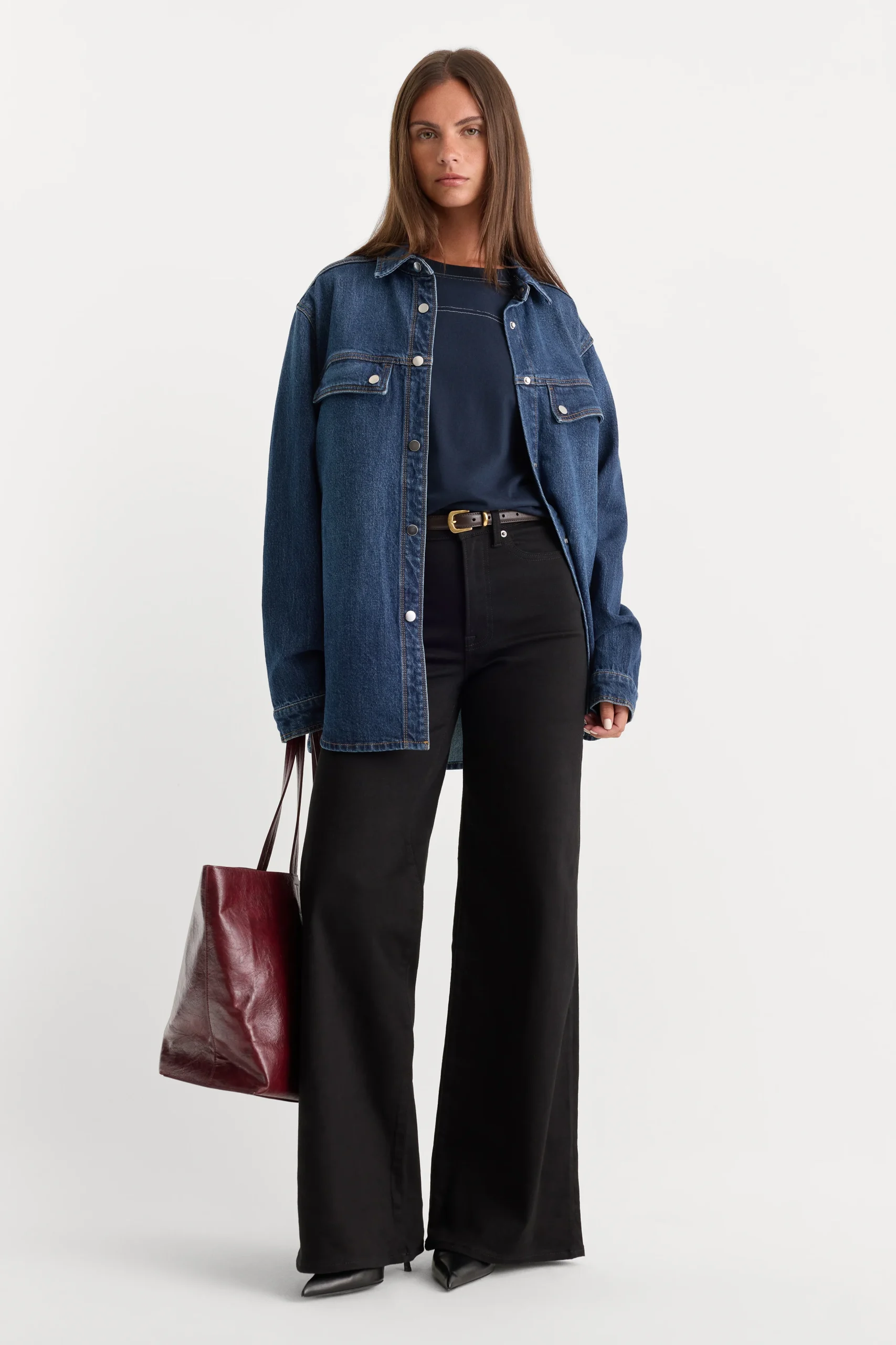 NEVER FADE GOOD WAIST PALAZZO JEANS | BLACK