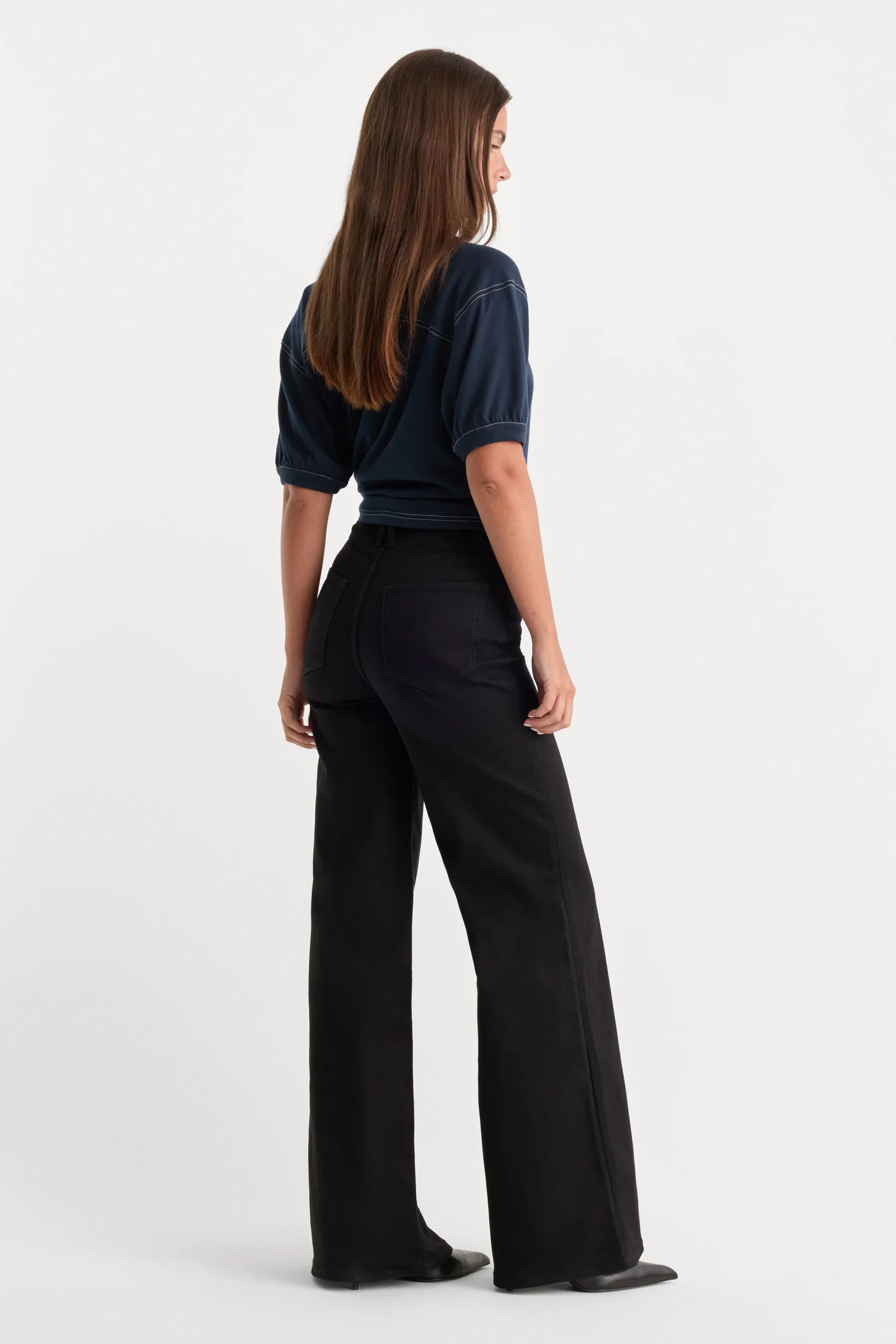 NEVER FADE GOOD WAIST PALAZZO JEANS | BLACK - Image 5