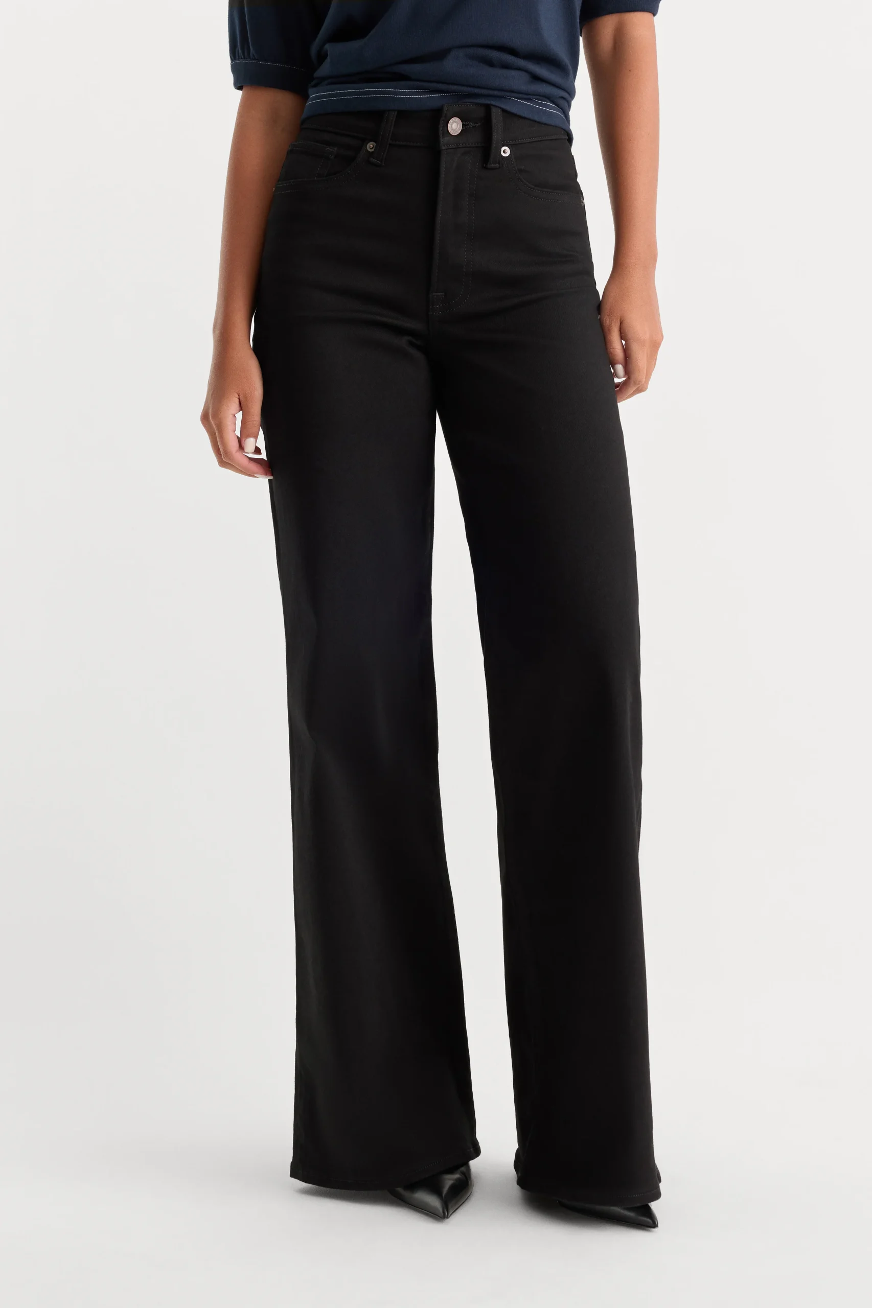 NEVER FADE GOOD WAIST PALAZZO JEANS | BLACK - Image 2