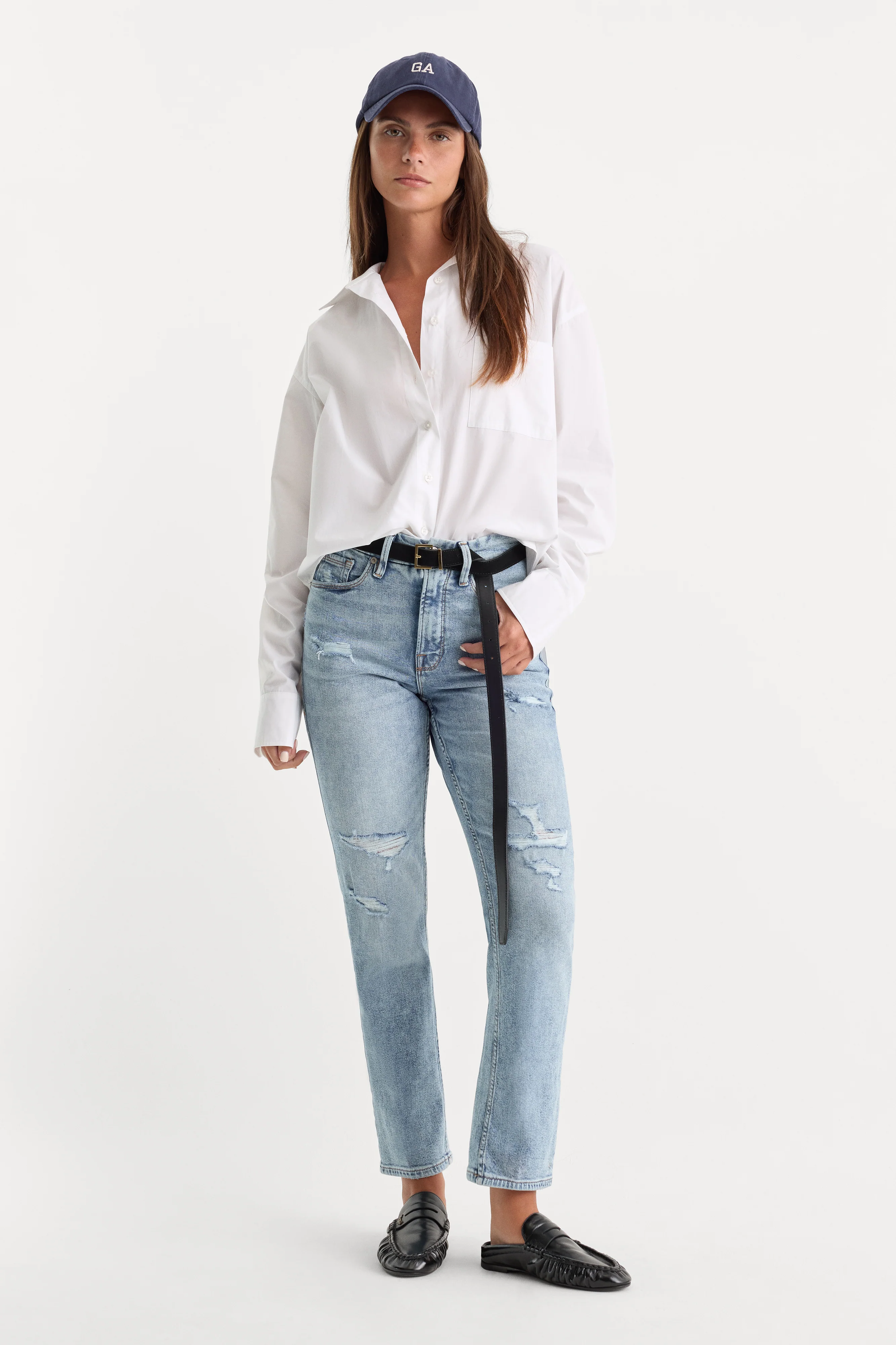 GOOD ICON STRAIGHT ANKLE JEANS | INDIGO1078