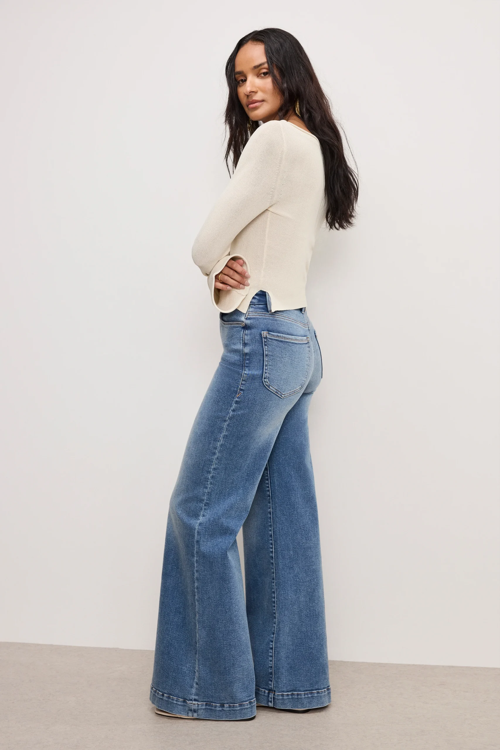 GOOD WAIST PALAZZO COMPRESSION JEANS | INDIGO837 - Image 3
