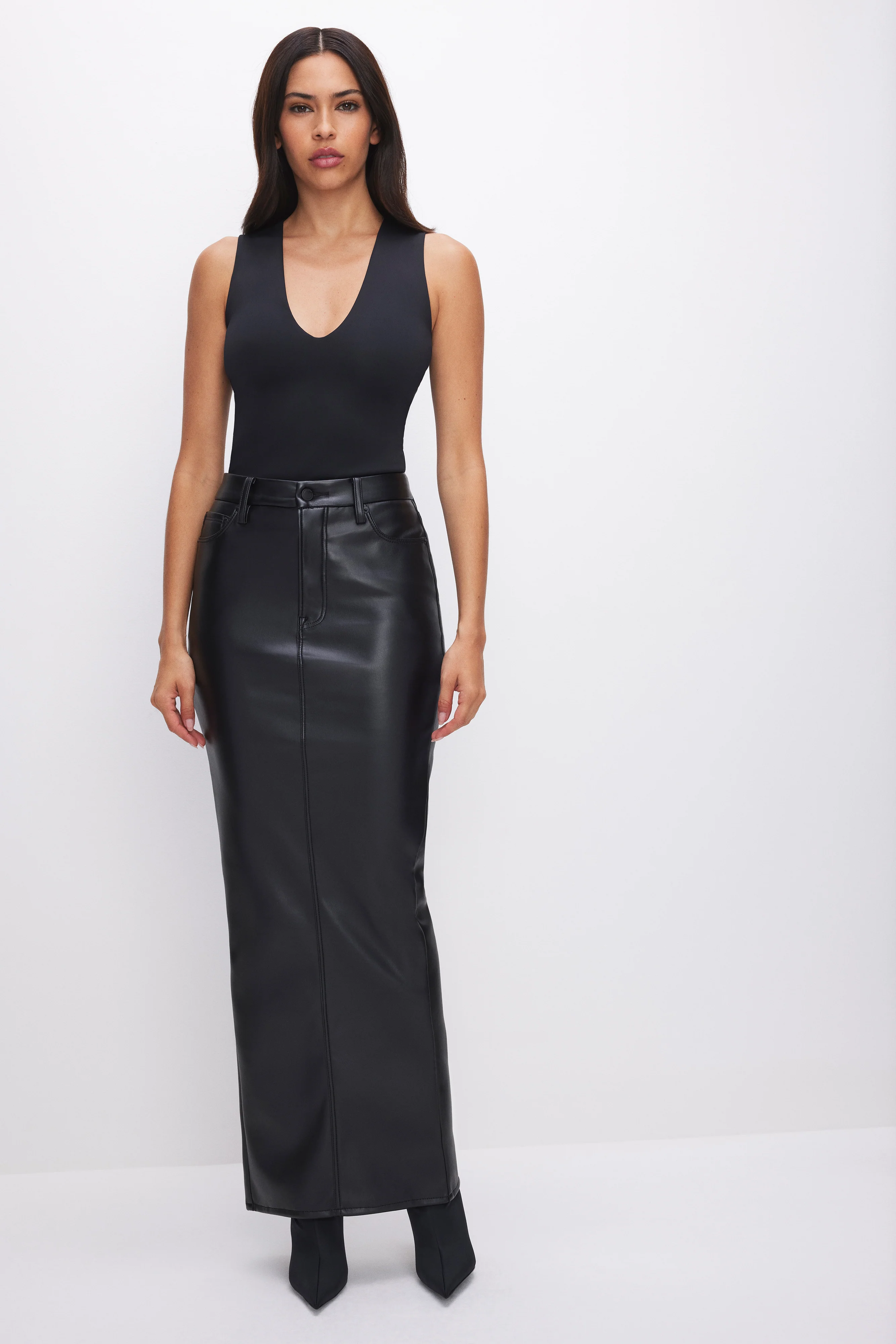 SCULPTING DEEP V TANK BODYSUIT | BLACK001