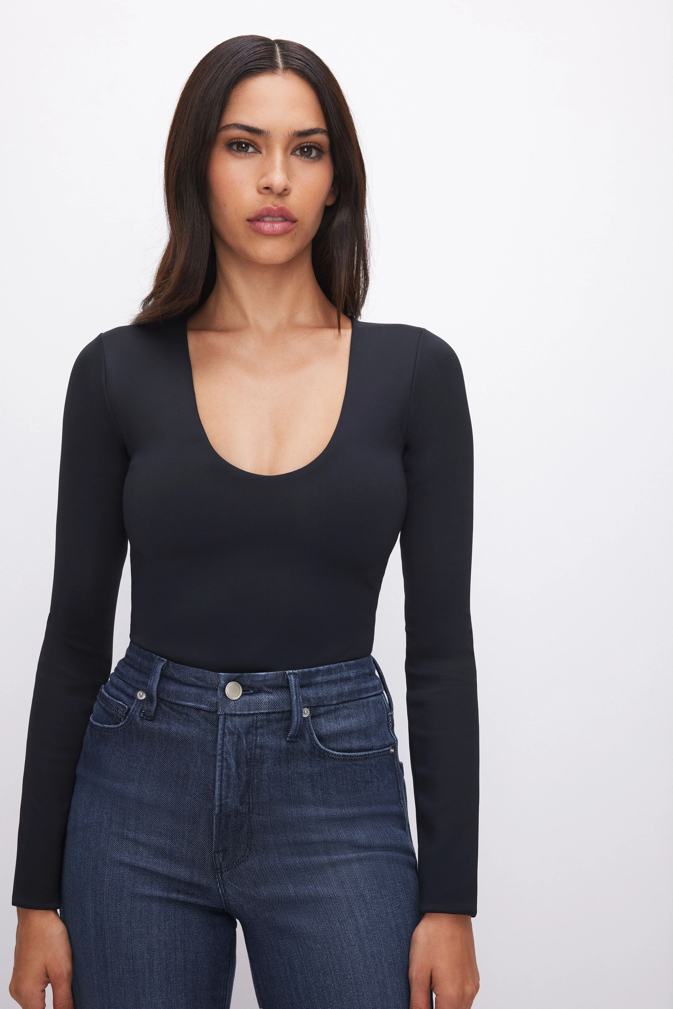 SCULPTING SCOOP NECK BODYSUIT | BLACK001