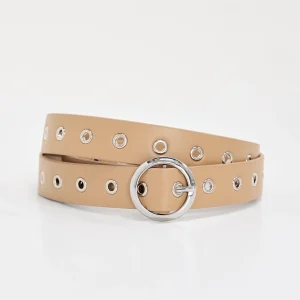 SKINNY EYELET BELT | TAN002