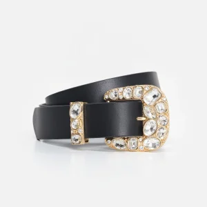 DOLLY CLASSIC CRYSTAL LEATHER BELT | BLACK001
